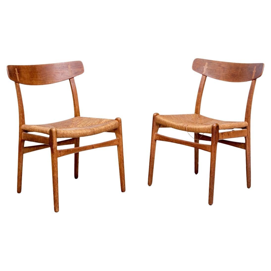 Early Pair Of Hans Wegner CH23 Side Chairs Circa 1950’s