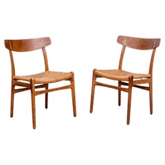 Early Pair Of Hans Wegner CH23 Side Chairs Circa 1950’s