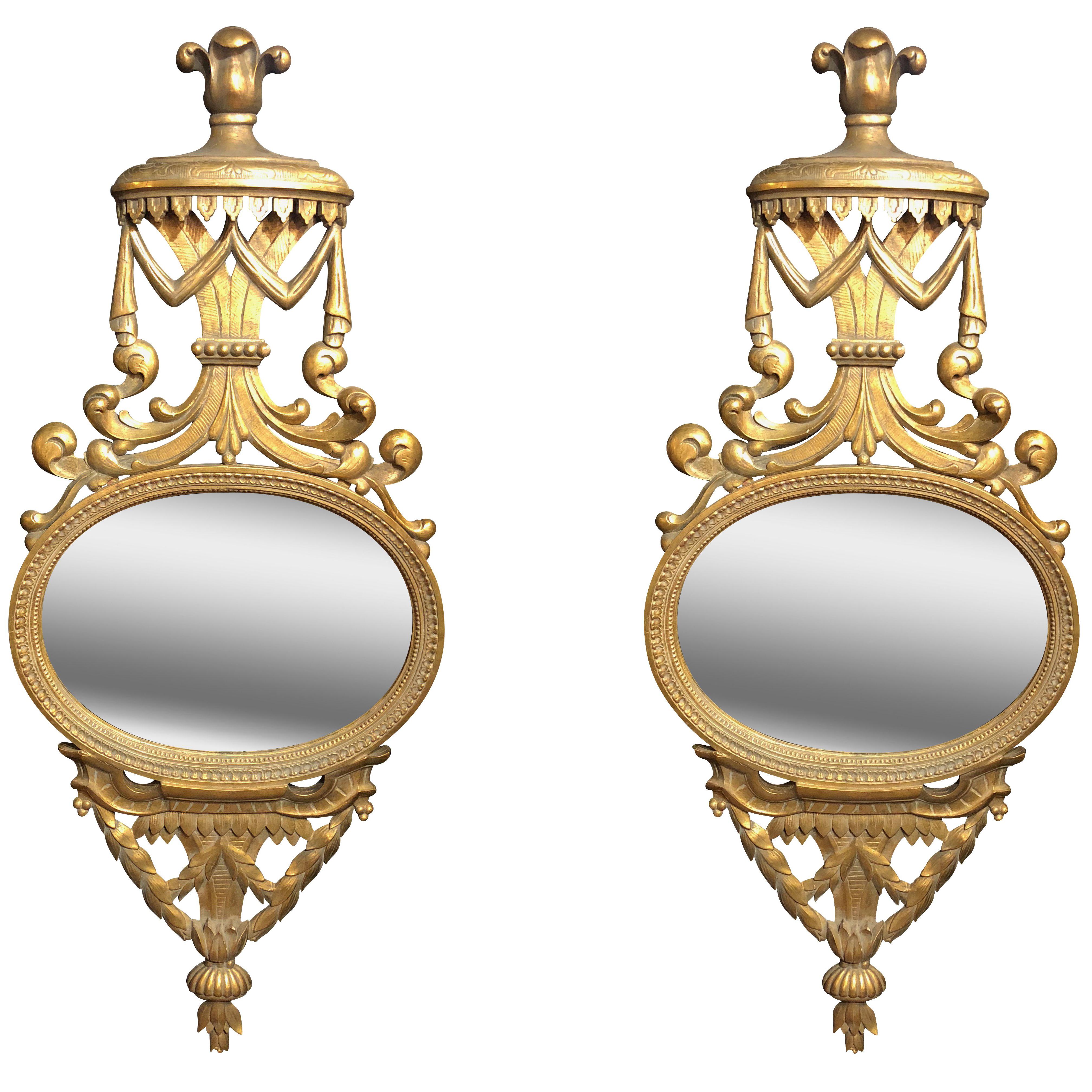 Early Pair of Large English George III Carved Mirrors, circa 1850