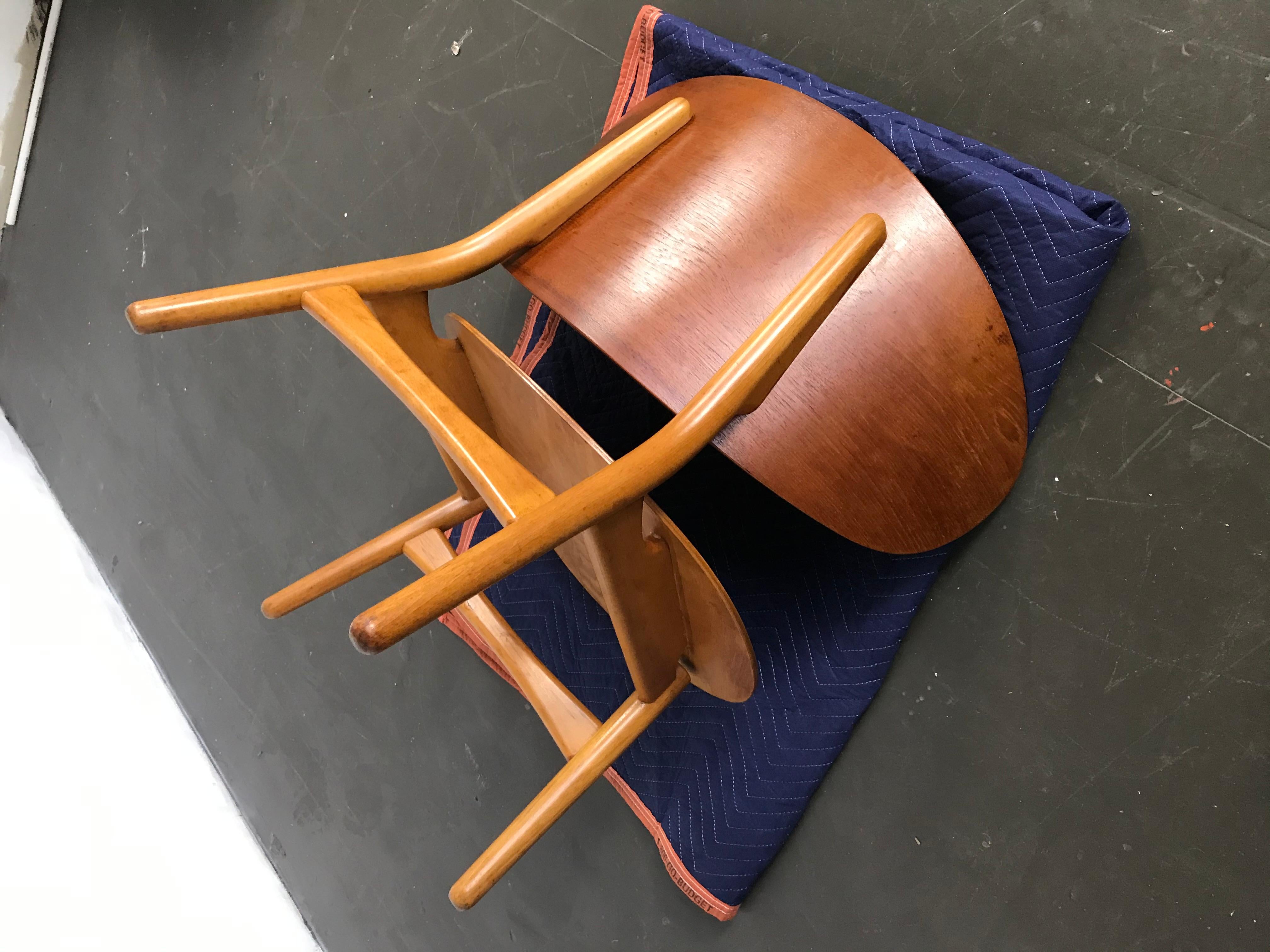 Mid Century Modern Lounge Chairs by Hans Wegner in Teak and Beech  9