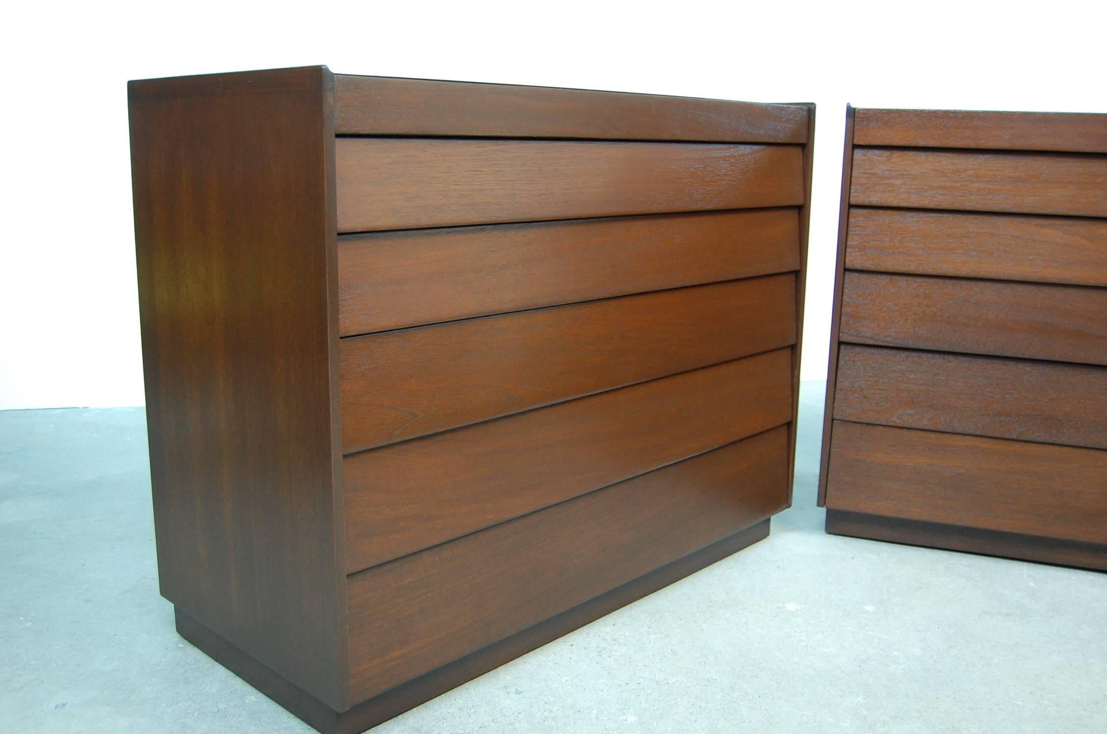 Mid-Century Modern Early Pair of Louver Front Dressers by Edward Wormley For Sale