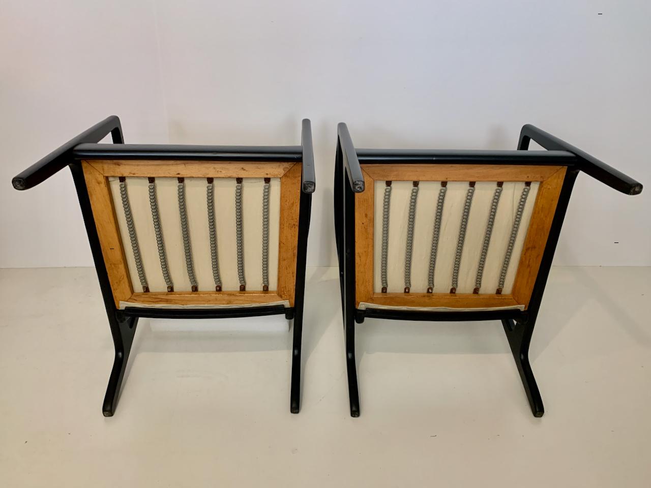 Early Pair of Ole Wanscher Ebonized Mahogany Lounge Chairs, 1950's For Sale 5