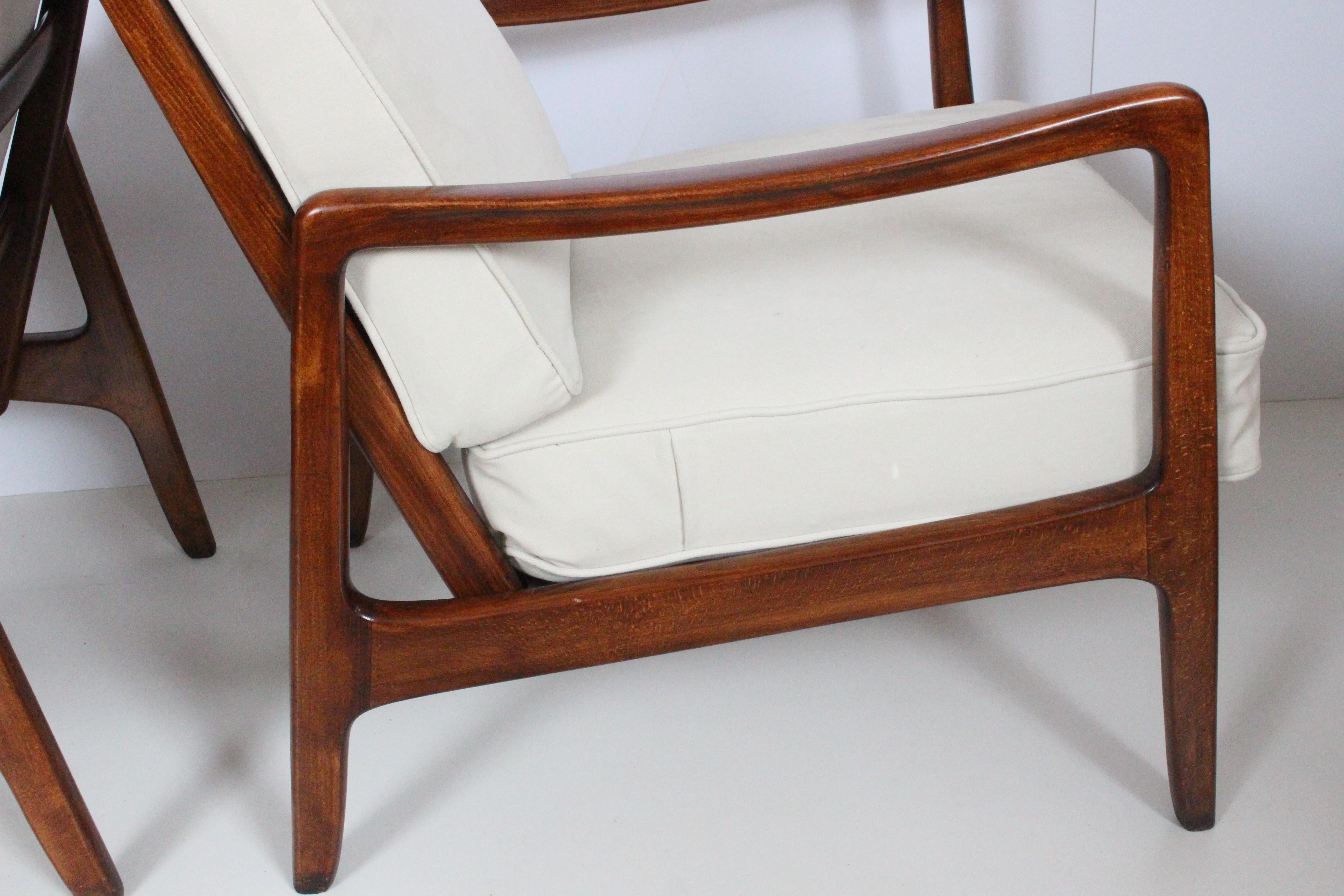 Early Pair of Ole Wanscher Mahogany Lounge Chairs, 1950's 4