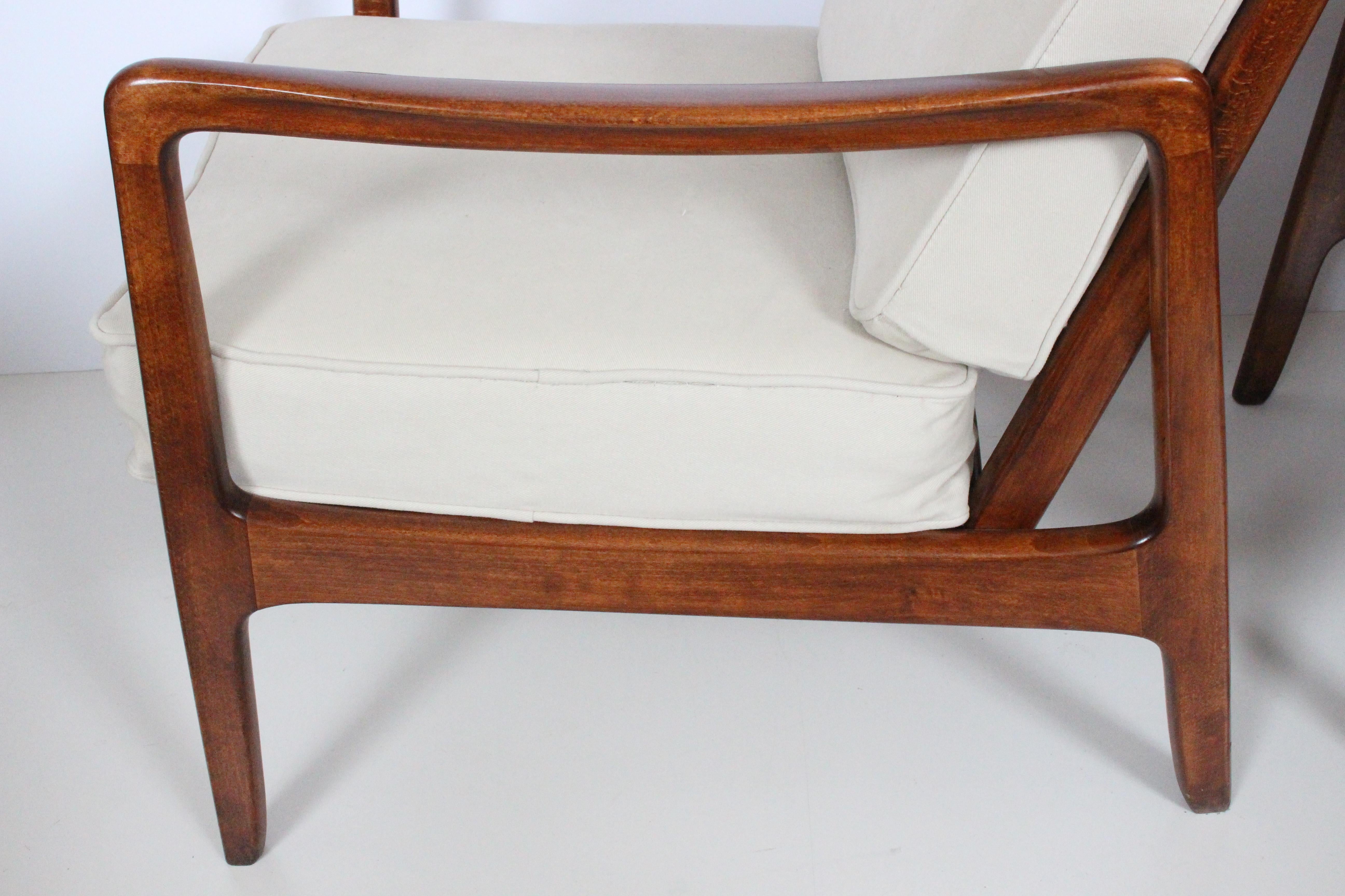 Early Pair of Ole Wanscher Mahogany Lounge Chairs, 1950's 8