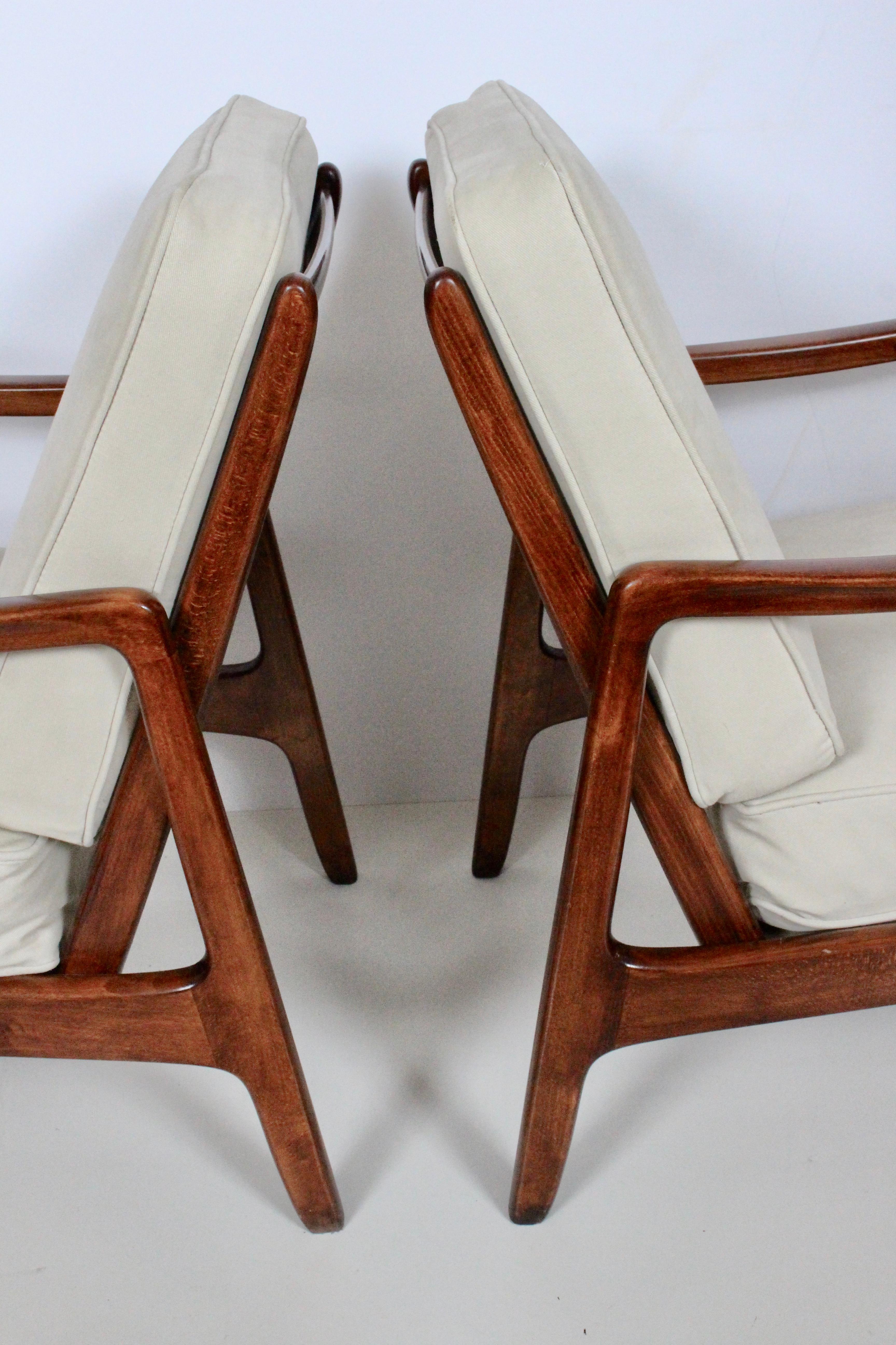 Early Pair of Ole Wanscher Mahogany Lounge Chairs, 1950's 10