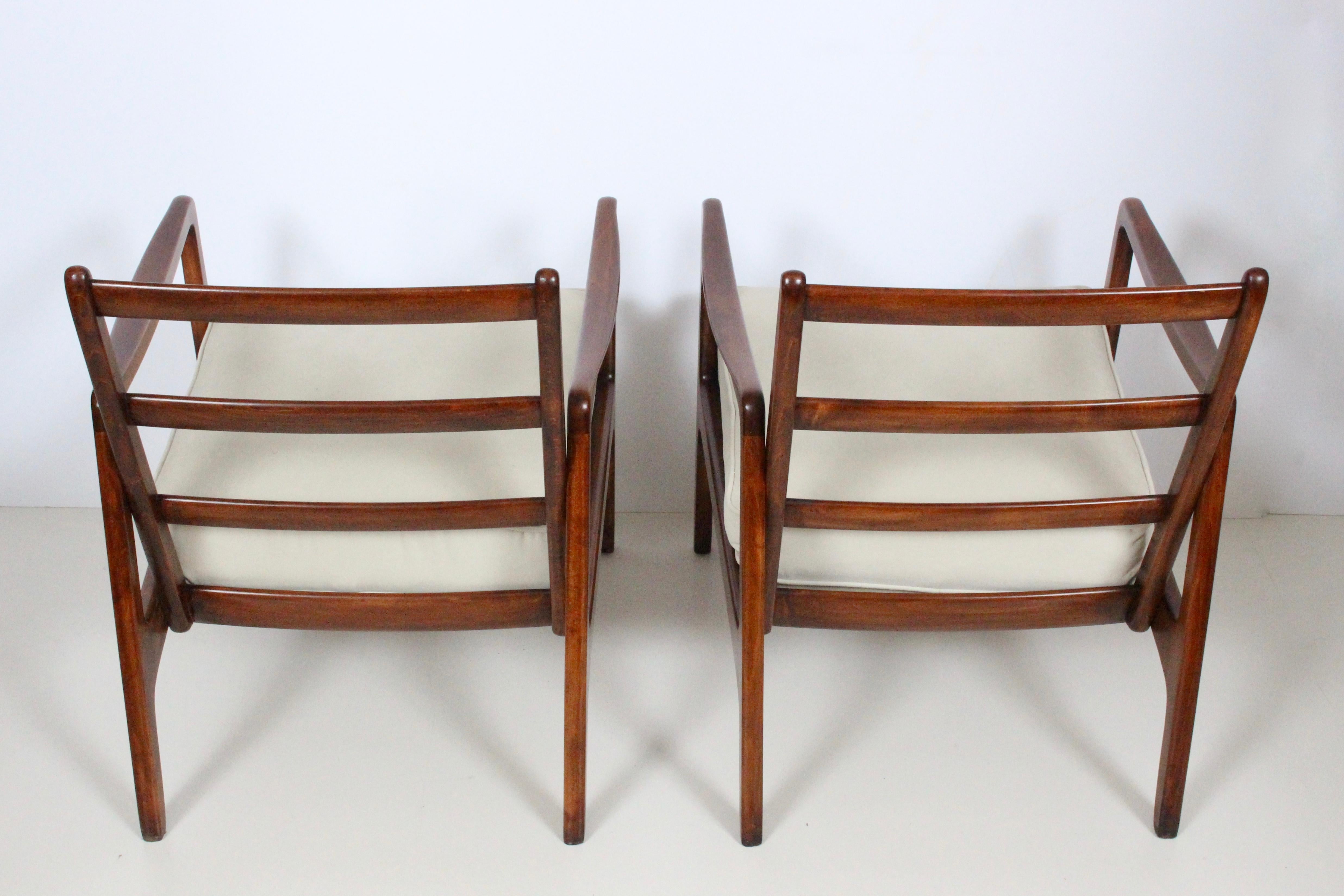 Danish Early Pair of Ole Wanscher Mahogany Lounge Chairs, 1950's