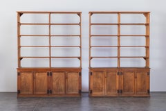 Early Pair Of Pine Bookshelf Cabinets From France, Circa 1950