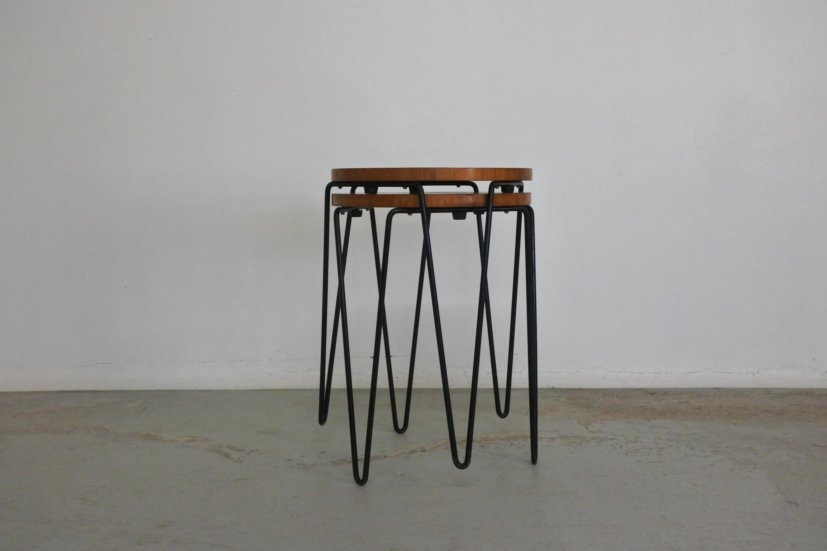 American Early Pair of Stackable Stools Model 75 by Florence Knoll, 1950s