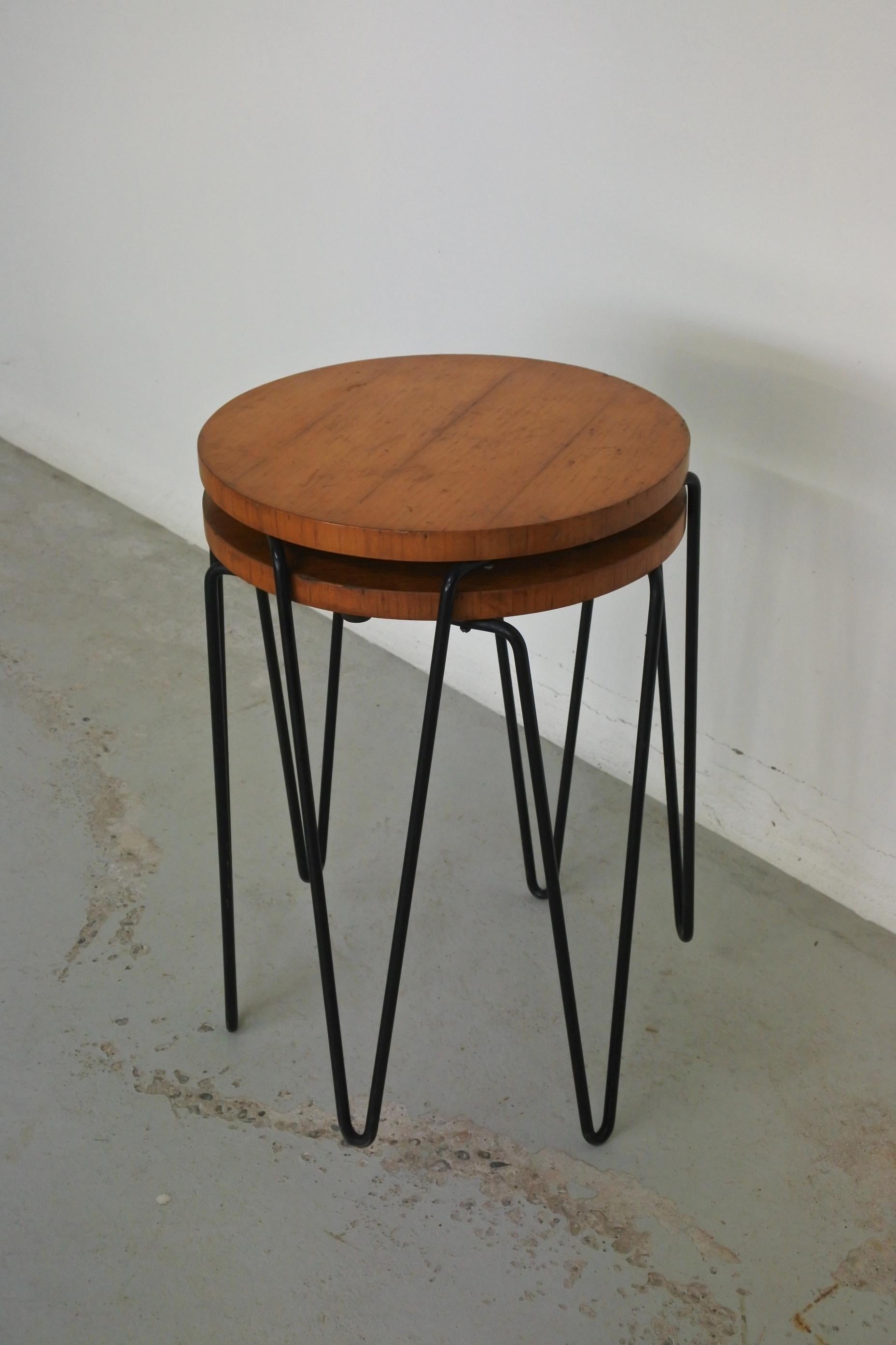 Early Pair of Stackable Stools Model 75 by Florence Knoll, 1950s In Good Condition In La Teste De Buch, FR
