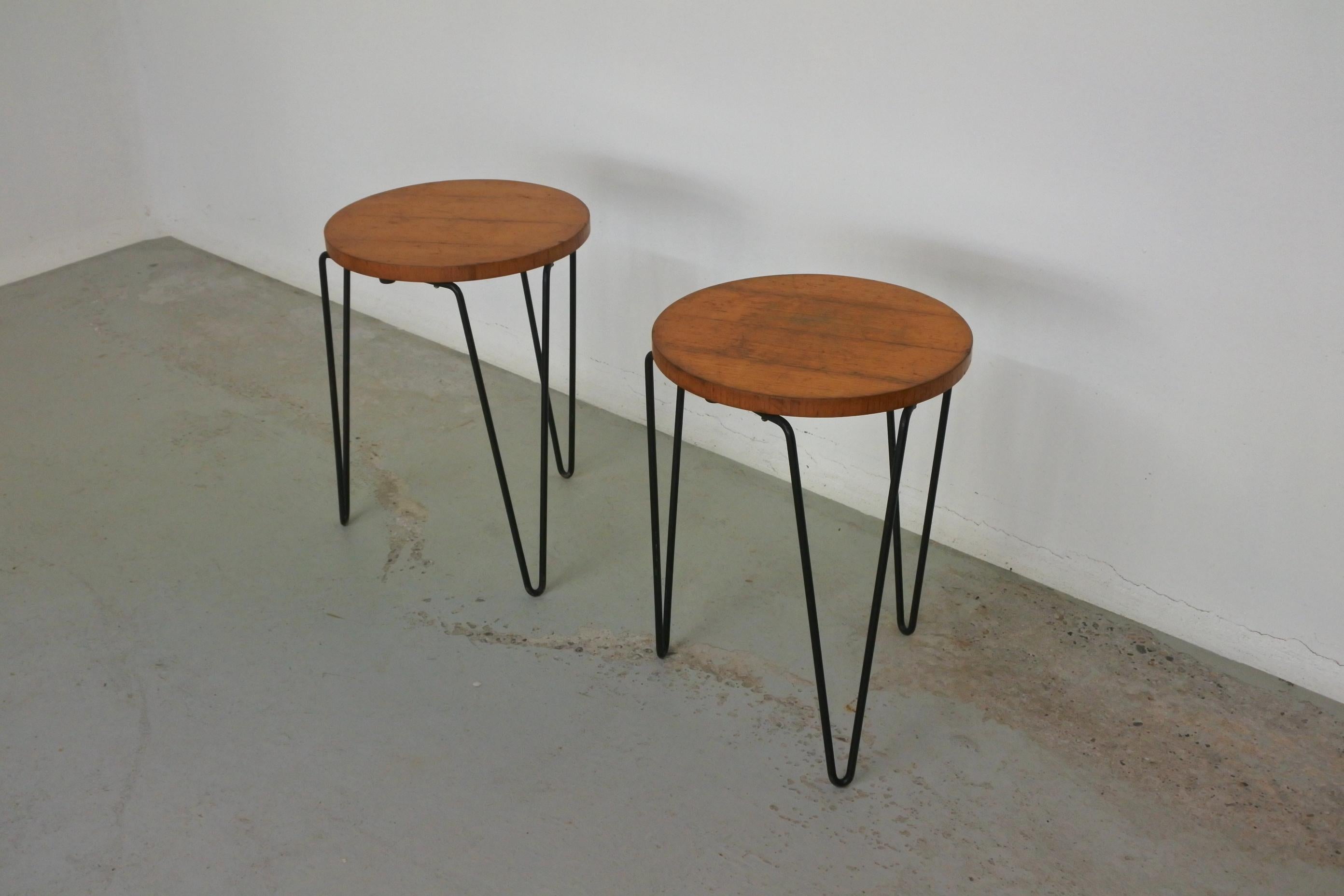 Mid-20th Century Early Pair of Stackable Stools Model 75 by Florence Knoll, 1950s