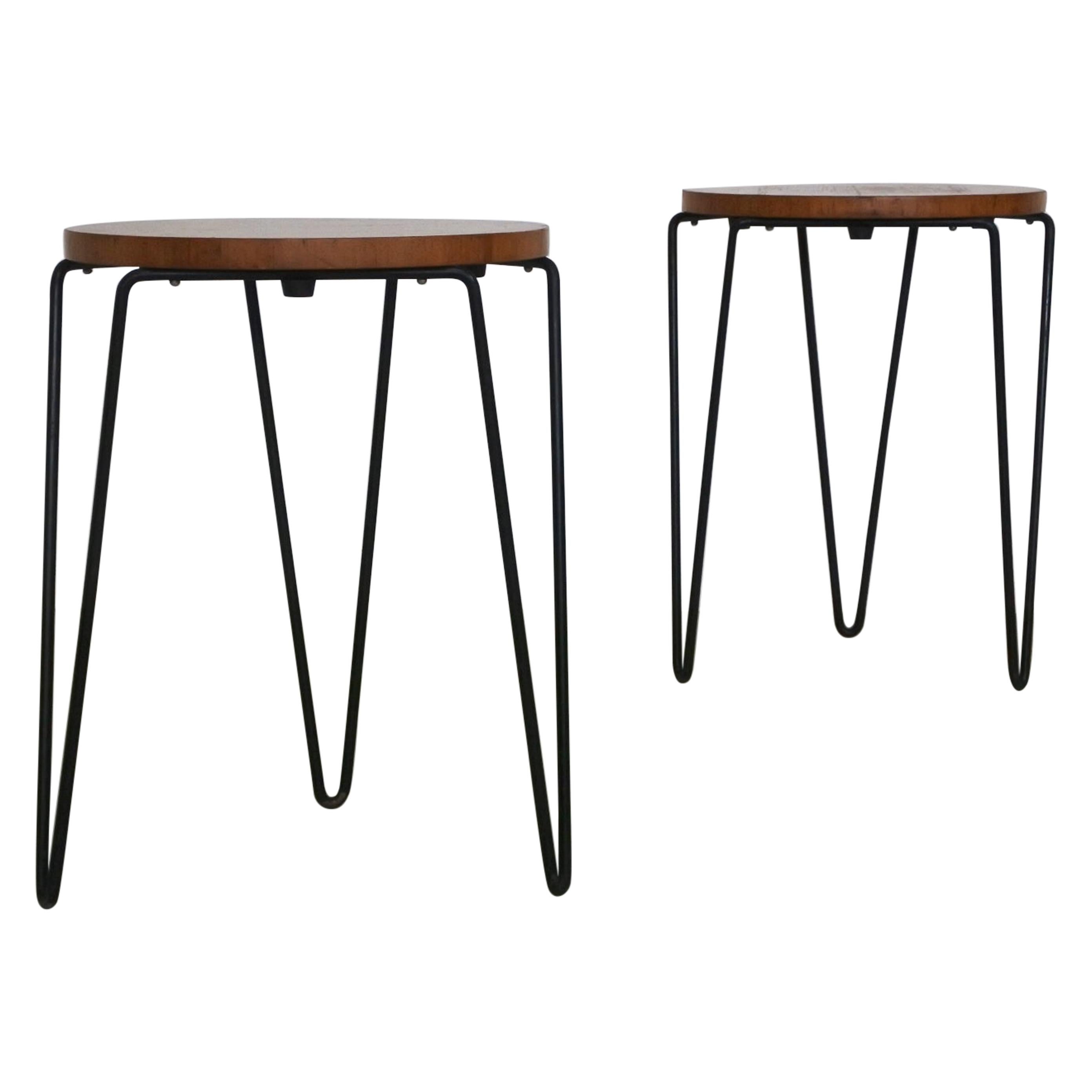 Early Pair of Stackable Stools Model 75 by Florence Knoll, 1950s