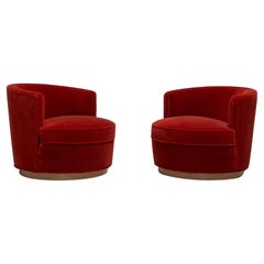 Retro Early Pair of Swivel Chairs by Edward Wormley for Dunbar