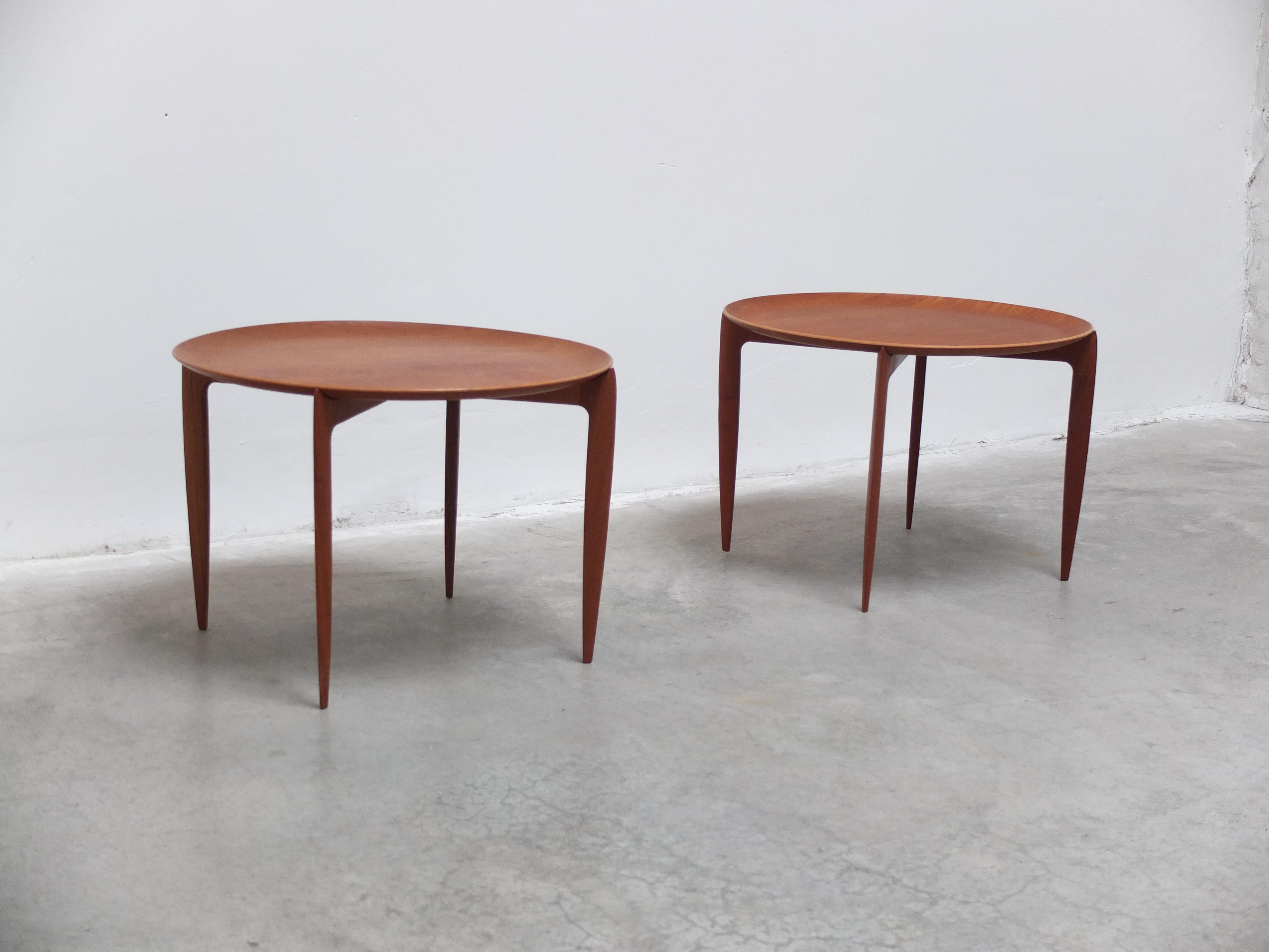 Scandinavian Modern Early Pair of Tray Tables in Teak by Willumsen & Engholm for Fritz Hansen, 1958