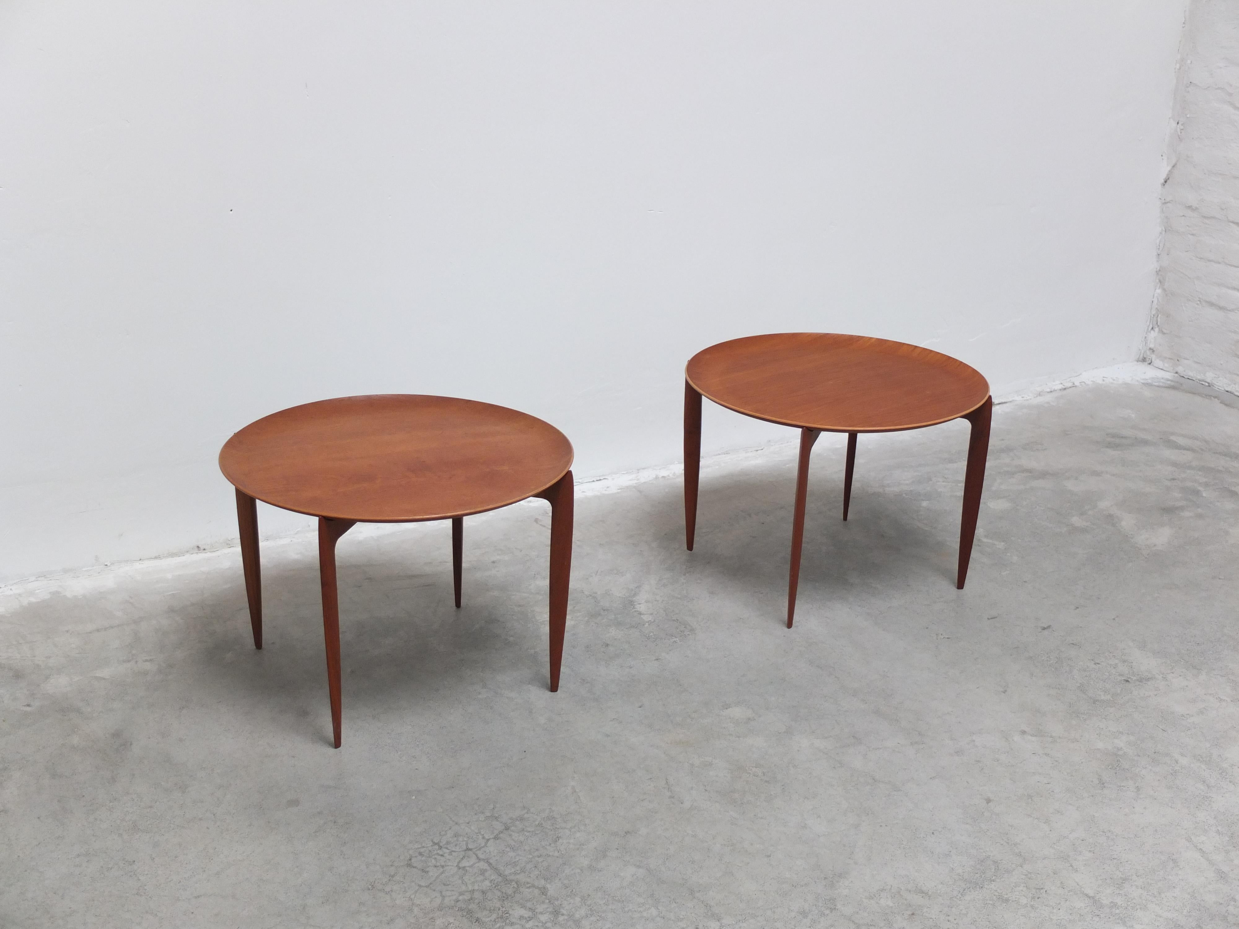 Danish Early Pair of Tray Tables in Teak by Willumsen & Engholm for Fritz Hansen, 1958 For Sale