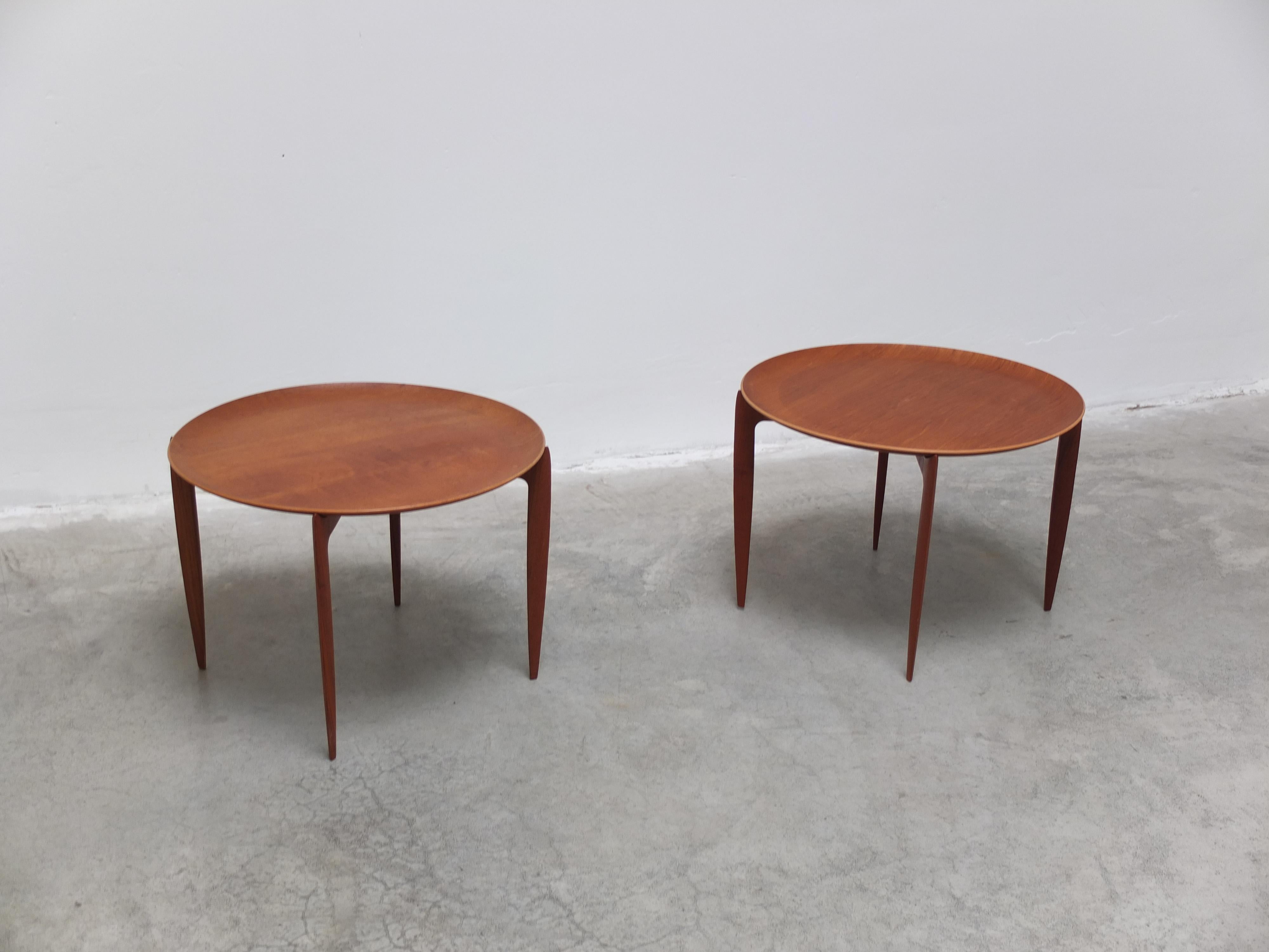 20th Century Early Pair of Tray Tables in Teak by Willumsen & Engholm for Fritz Hansen, 1958 For Sale
