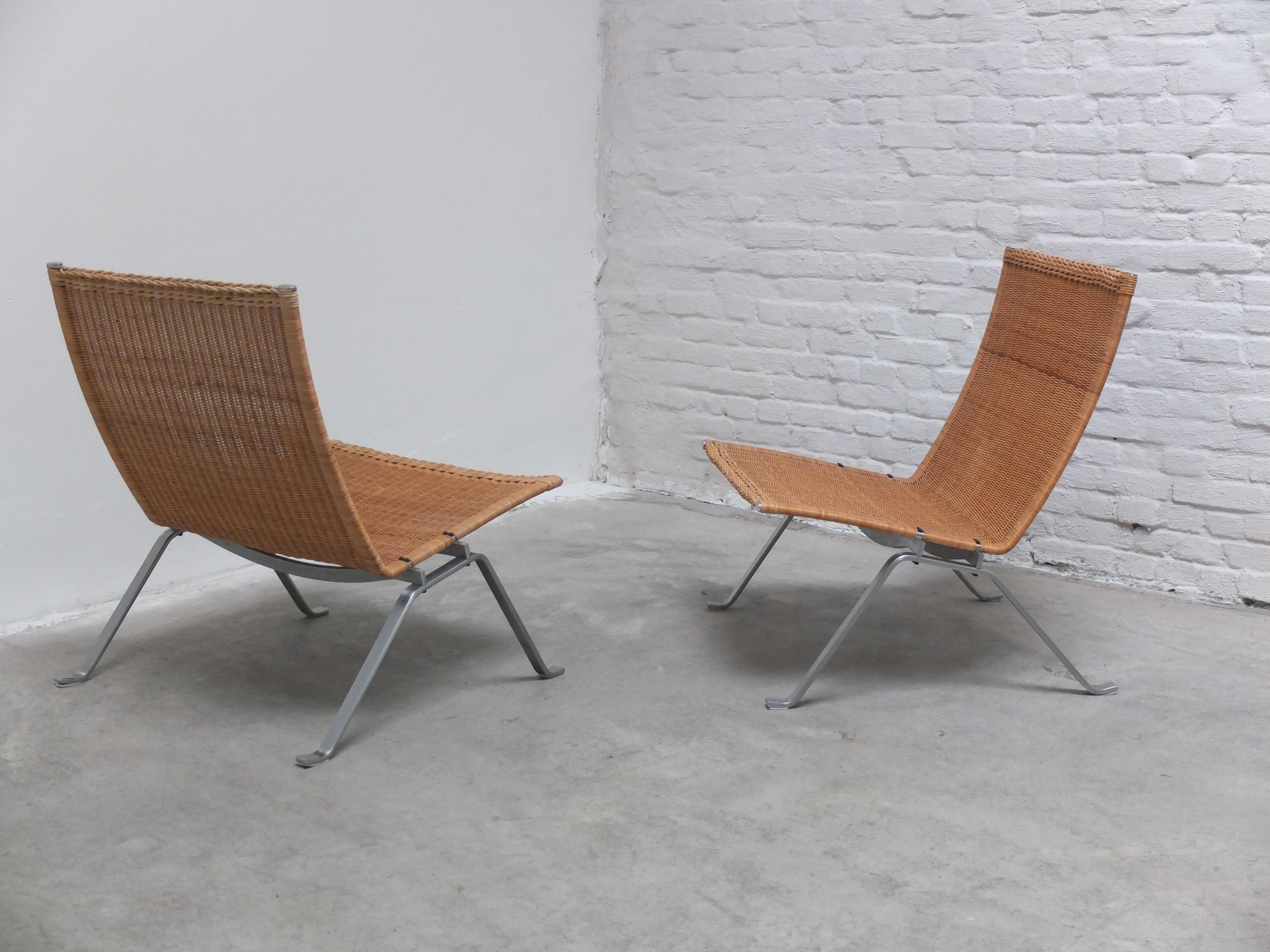 Early Pair of Wicker 'PK22' Easy Chairs by Poul Kjaerholm for Fritz Hansen, 1986 7