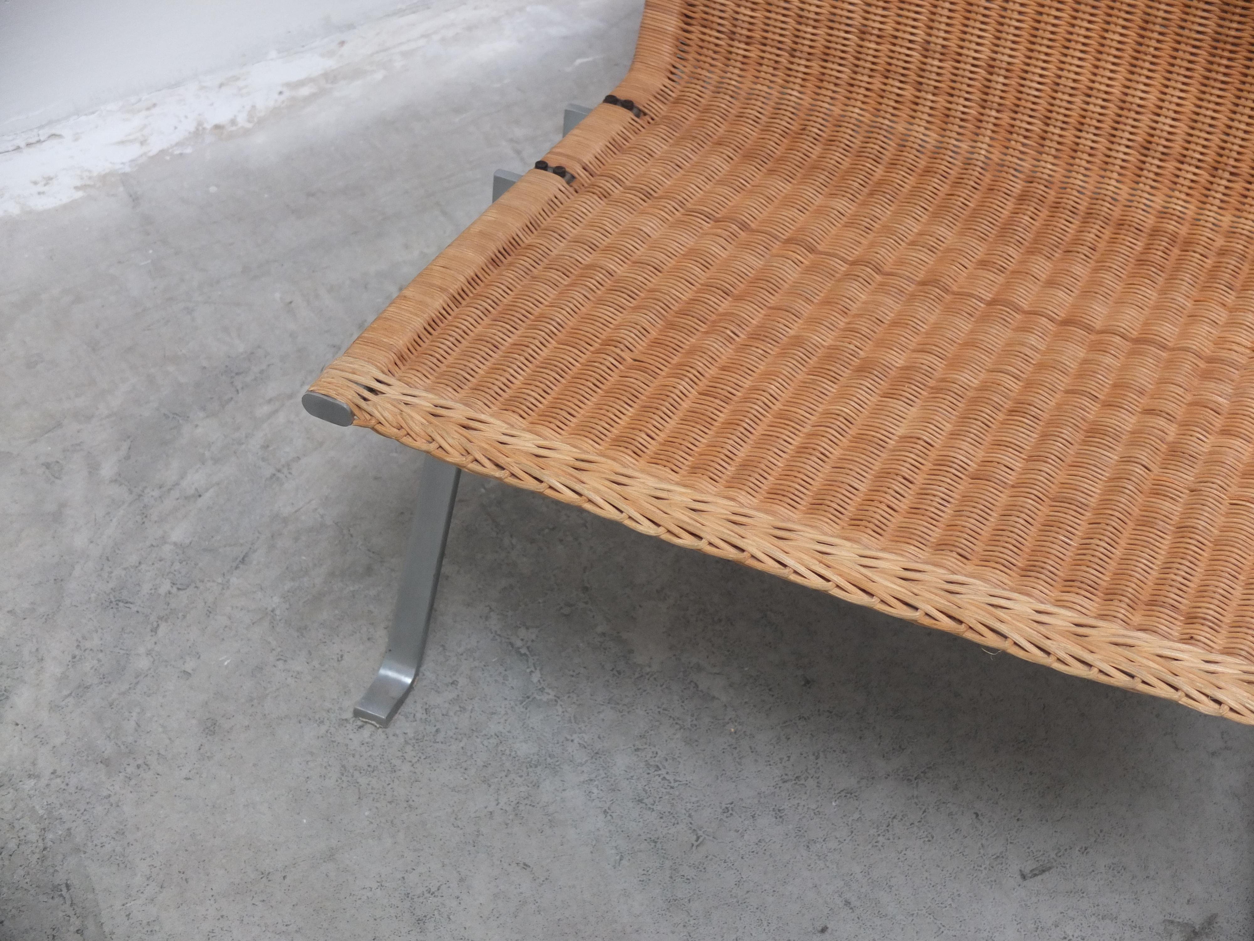 Metal Early Pair of Wicker 'PK22' Easy Chairs by Poul Kjaerholm for Fritz Hansen, 1986