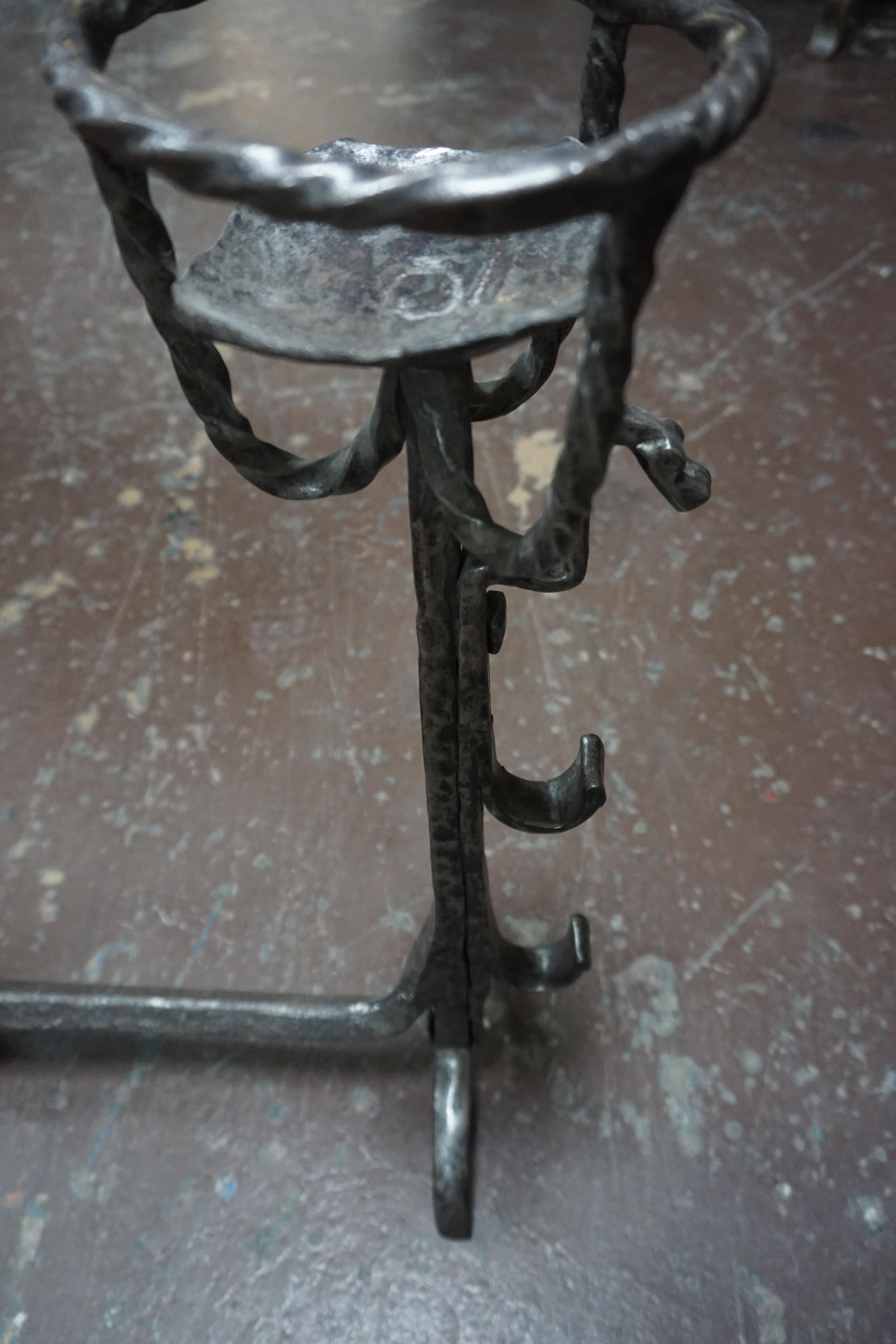 17th Century Early Pair of Wrought-Iron Chenets