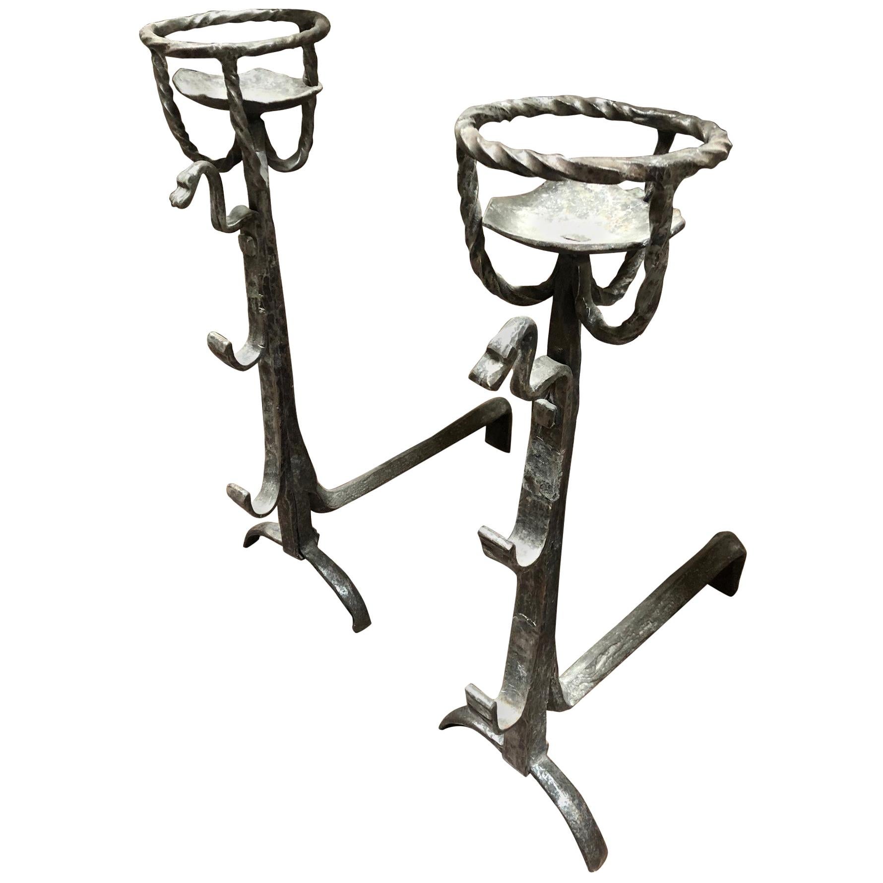 Early Pair of Wrought-Iron Chenets