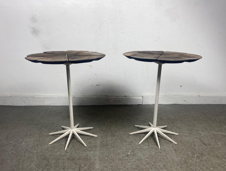 Early Pair Richard Schultz Redwood Petal Side Tables for Knoll For Sale