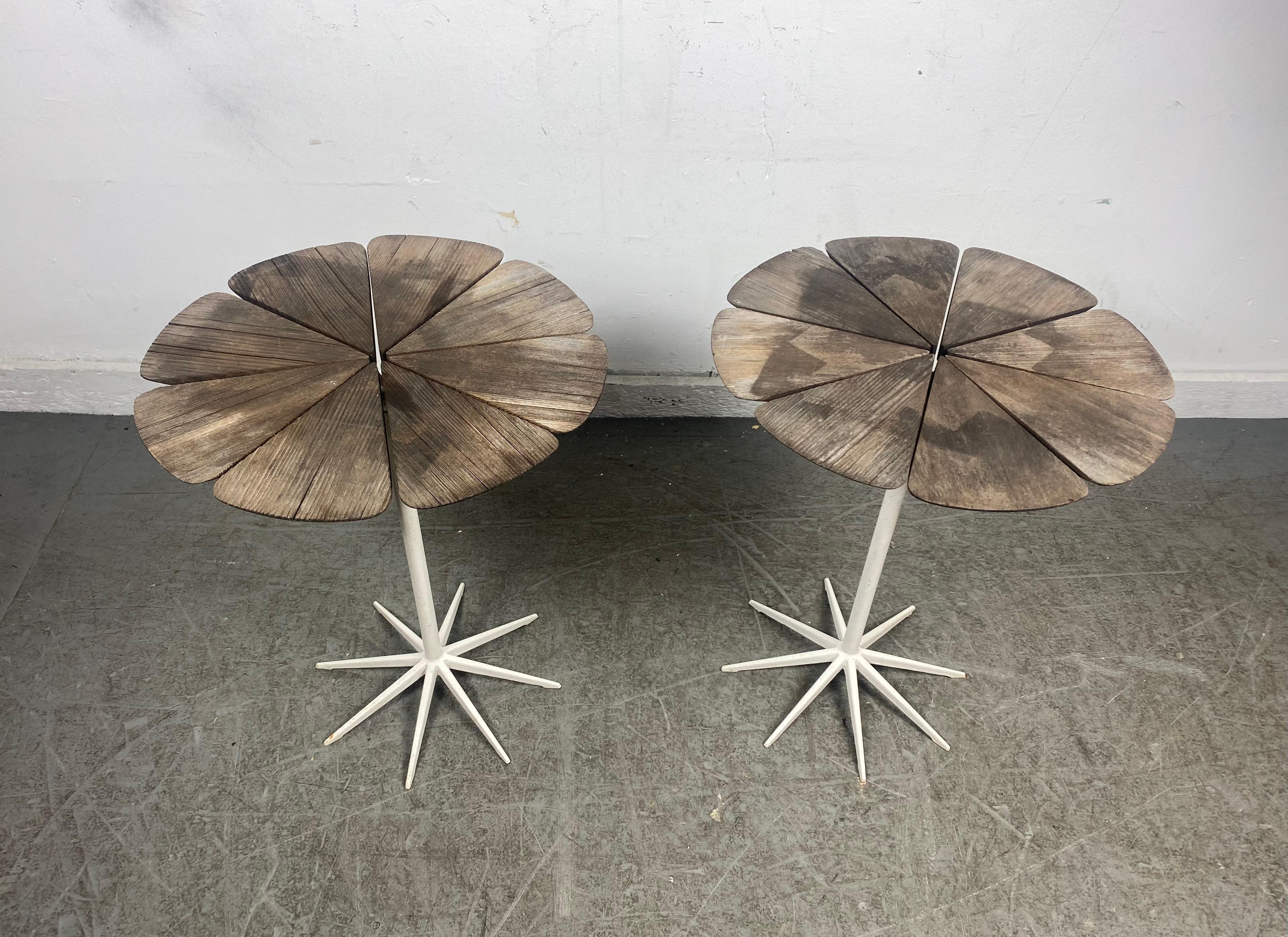 Mid-Century Modern Early Pair Richard Schultz Redwood Petal Side Tables for Knoll For Sale