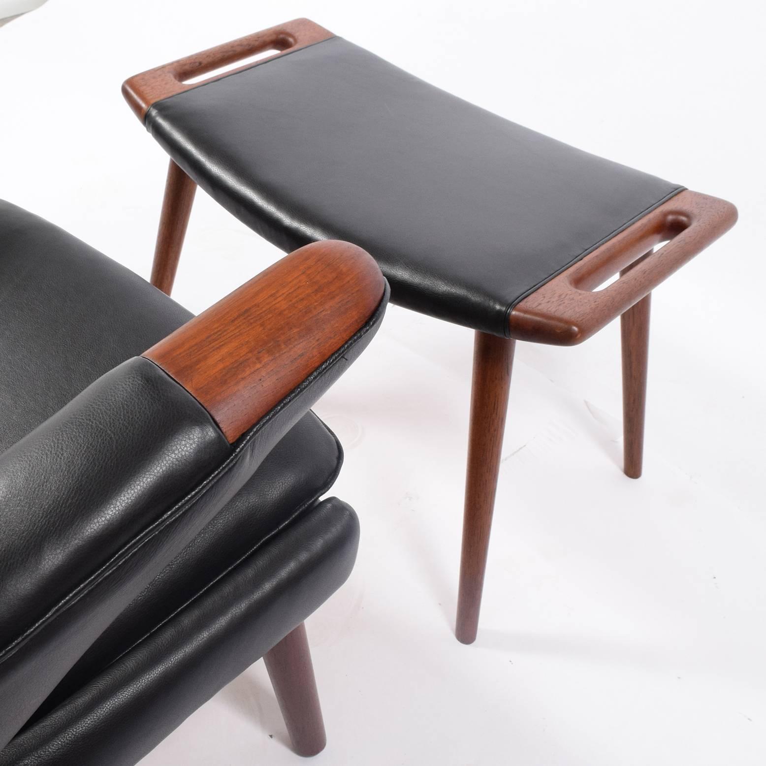 Danish Early Papa Bear Chair and Ottoman by Hans Wegner for A P Møbler