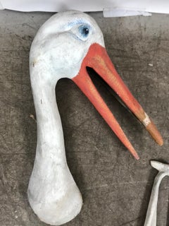 Early Papier Mâché Folk Art Store Display "Stork and Baby"