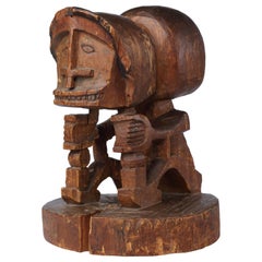 Antique Early Papua Korwar Ancestor Figure, Early 19th Century, Deep Black-Brown Patina