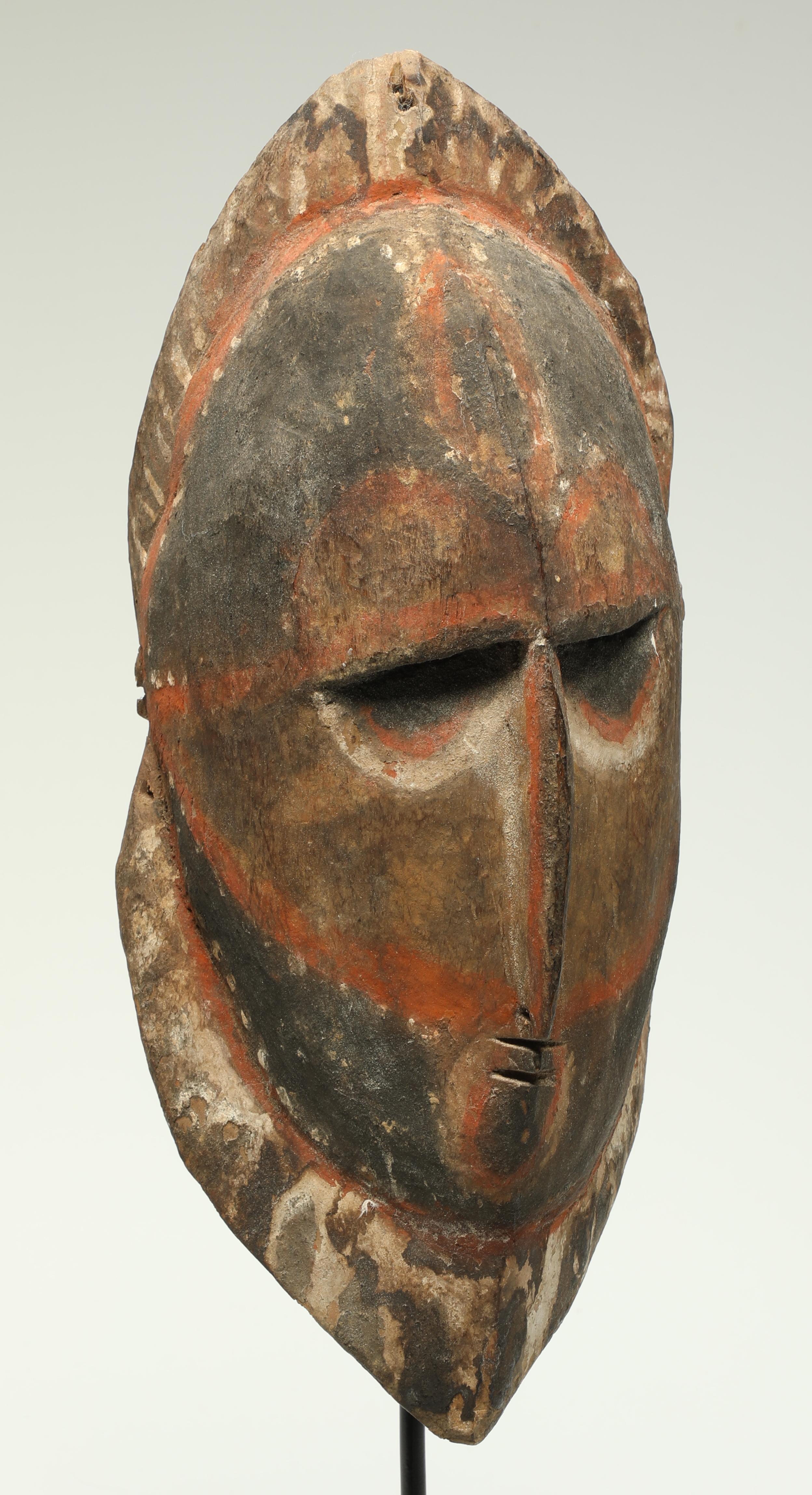 Papua New Guinean Early Papua New Guinea Painted Maprik Wood Mask Curves Old Pigments For Sale