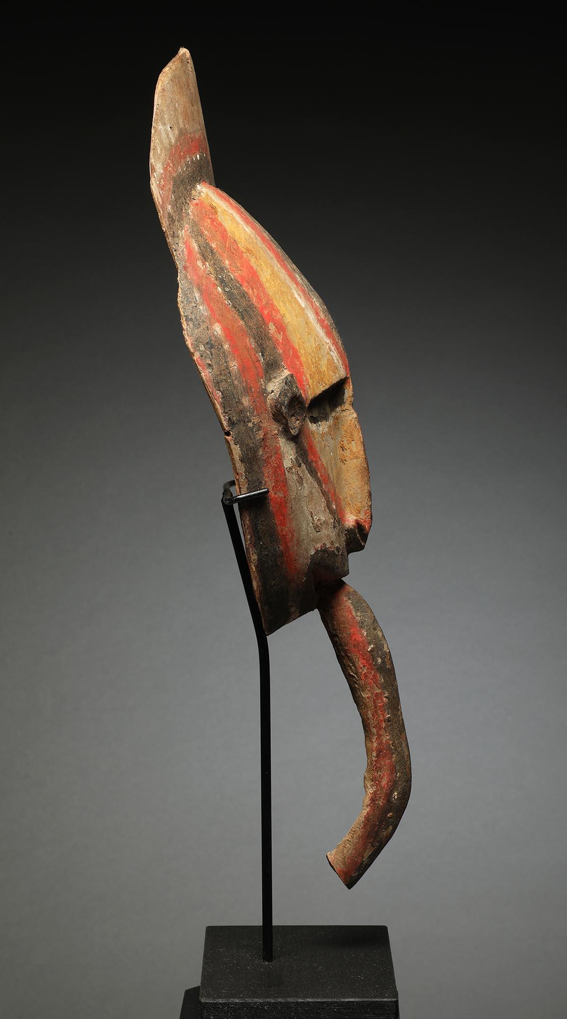 Tribal Early Papua New Guinea Painted Maprik Wood Mask Long Tongue Ex M. Hamson For Sale