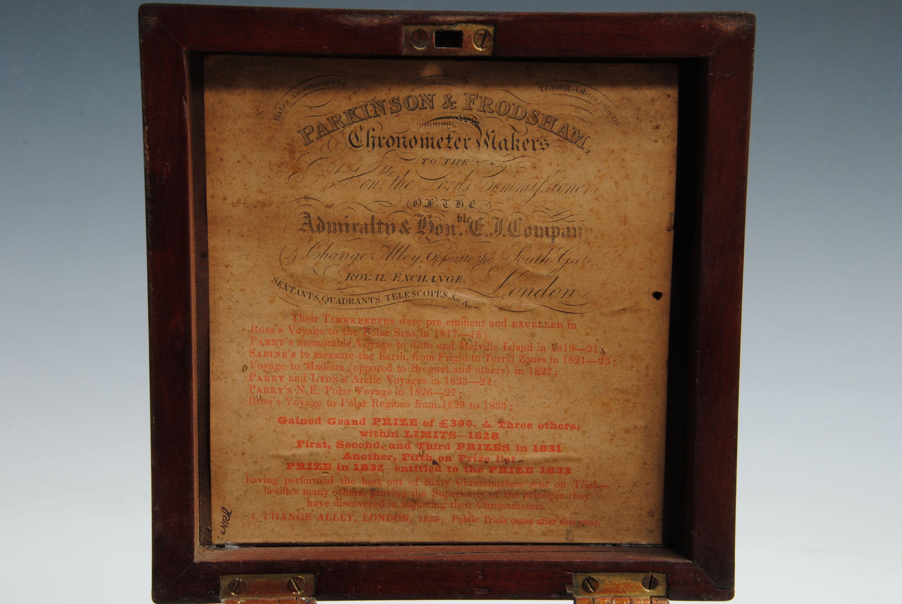 Frühes Marinechronometer von Parkinson und Frodsham (Mahagoni)