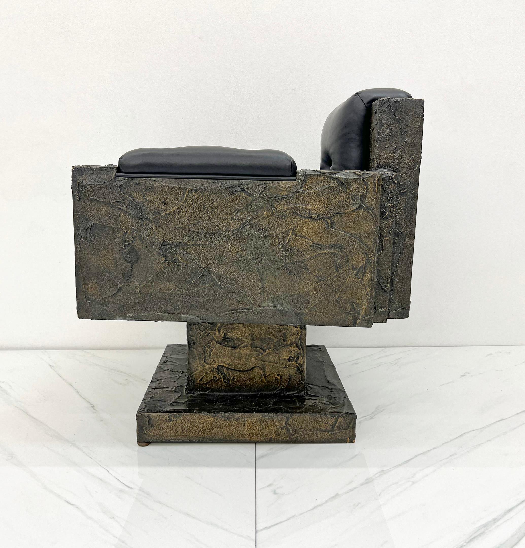 Chaise trône en bronze sculpté Paul Evans, signée et datée, 1969 en vente 2
