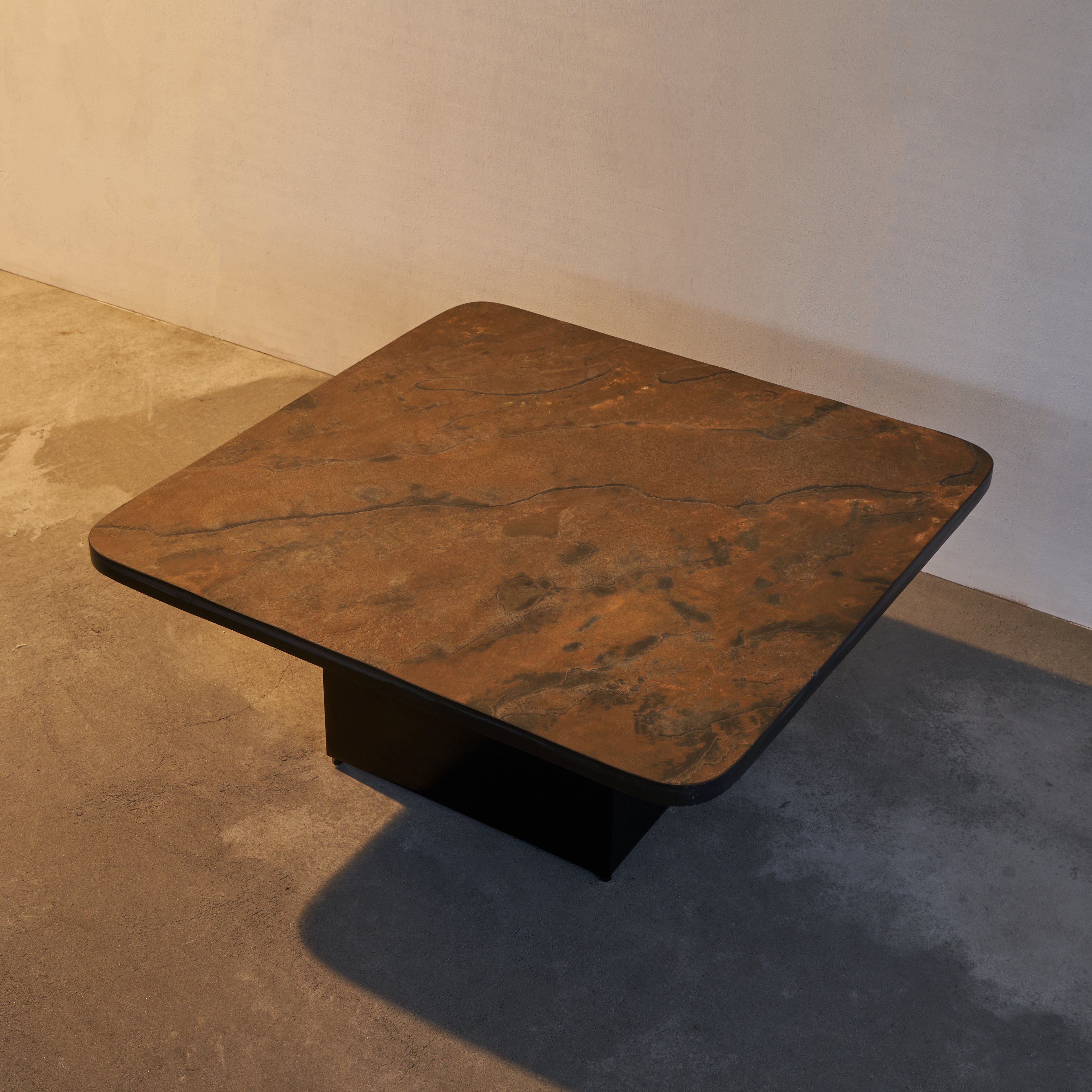 Dutch Early Paul Kingma Coffee Table in Sober Rust Colored Stone For Sale