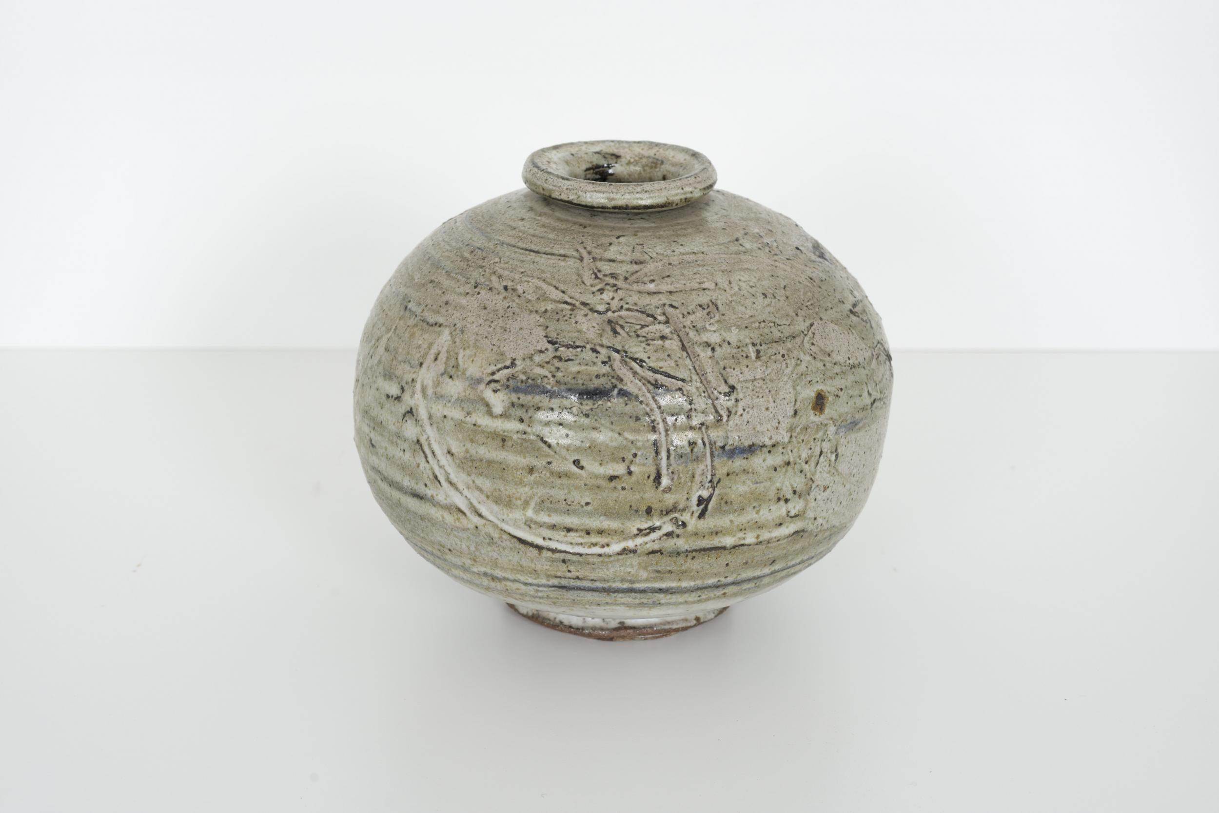 Brutalist Early Peter Voulkus Ceramic Vase For Sale