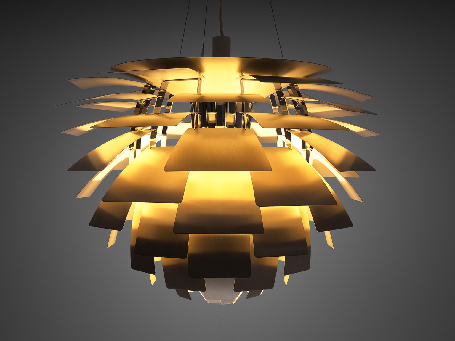 Poul Henningsen for Louis Poulsen, 'PH-Artichoke' pendant with stainless steel shades, stainless steel Denmark, design 1957, production 1970s.

The Artichoke pendant is an all time eyecatcher in the lighting design. This iconic pendant, designed by