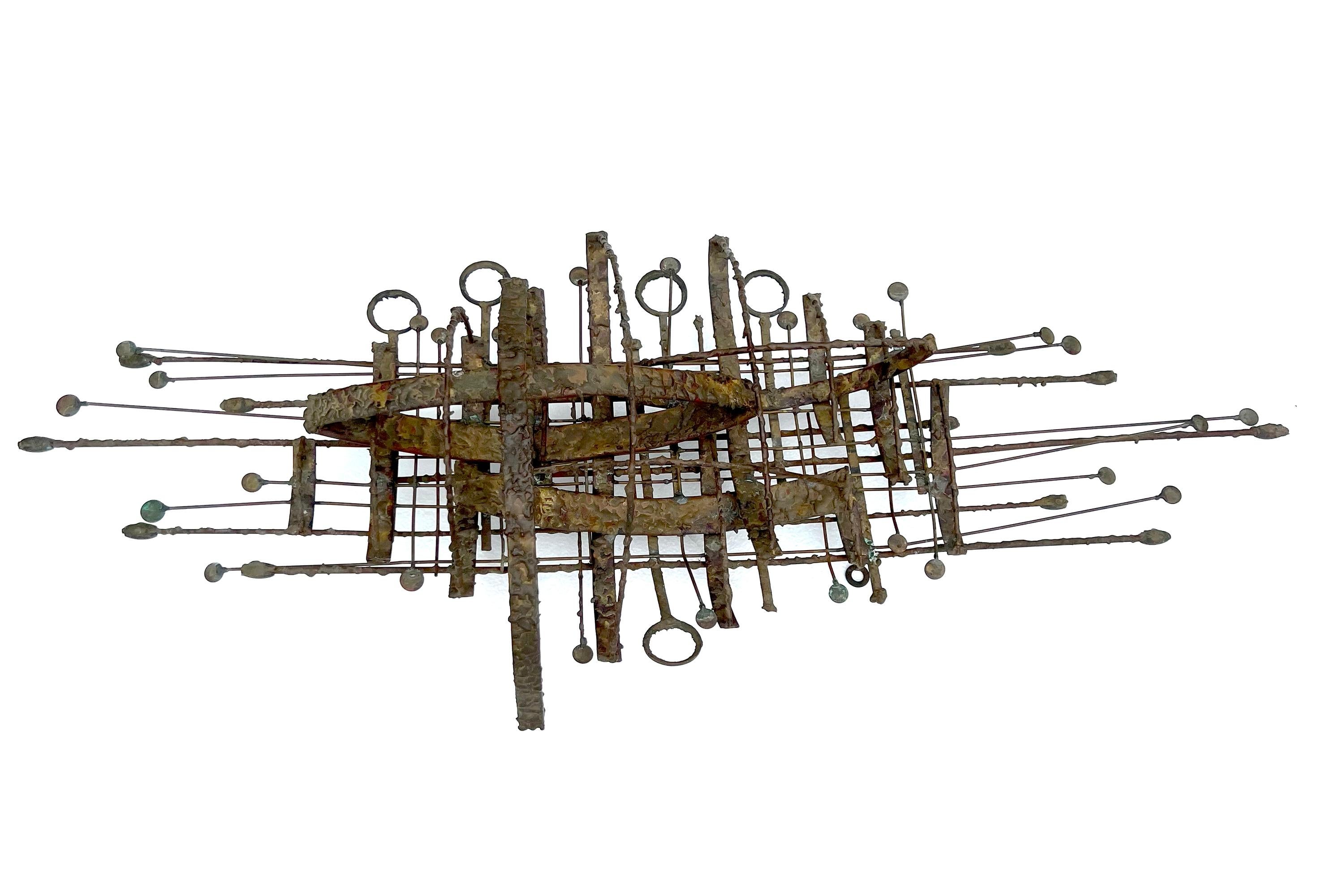 Early Phil Rowe Torched Metal and Copper Chicago Brutalist Sculpture In Good Condition For Sale In Palm Springs, CA