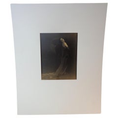 Frühe malerische Sepia-Ton-Gelatine-Silberdruck-Fotografie einer schwülen Frau mit Silberdruck