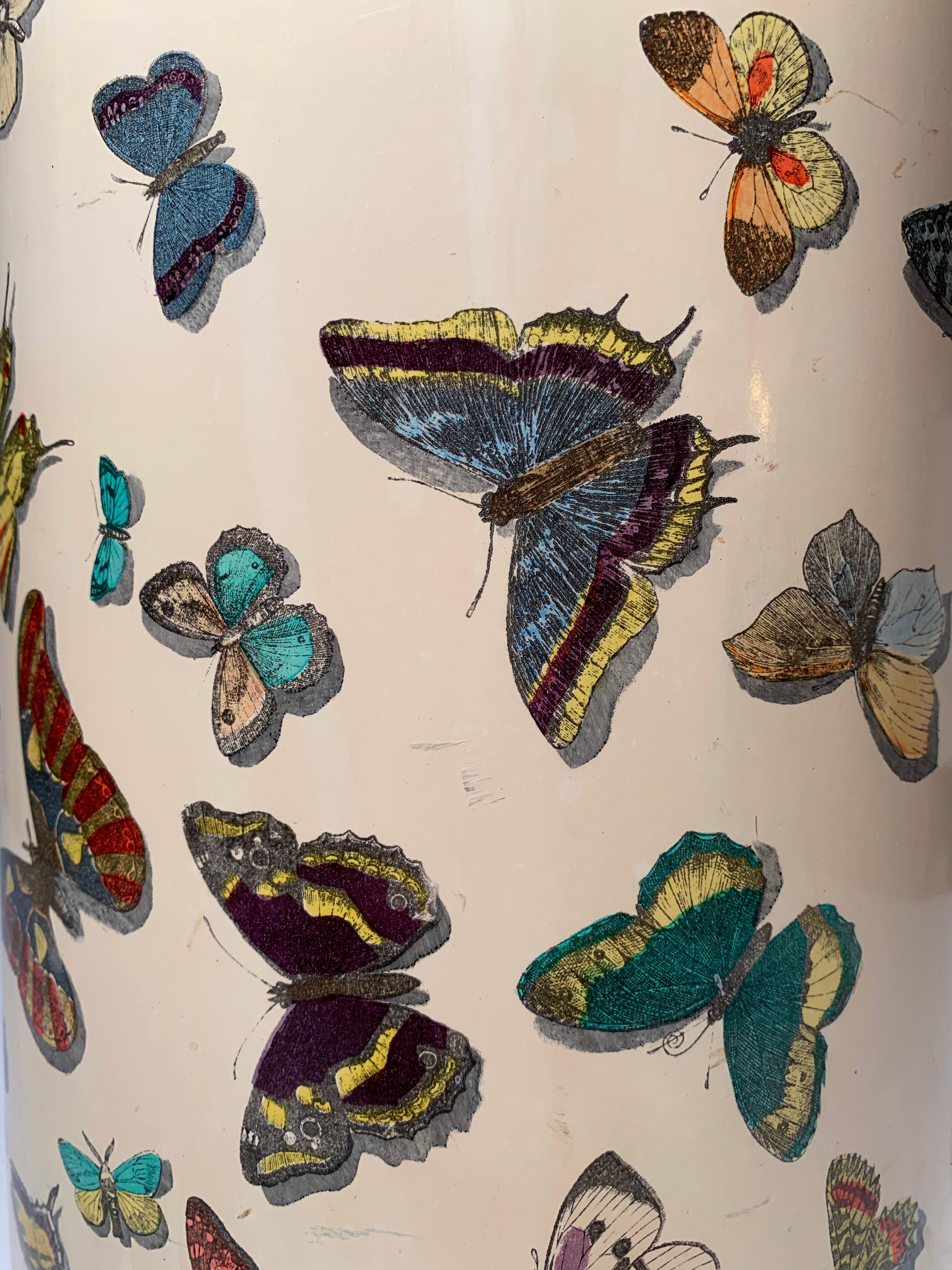 Early Piero Fornasetti Butterflies Farfalle Umbrella Stand For Sale 2