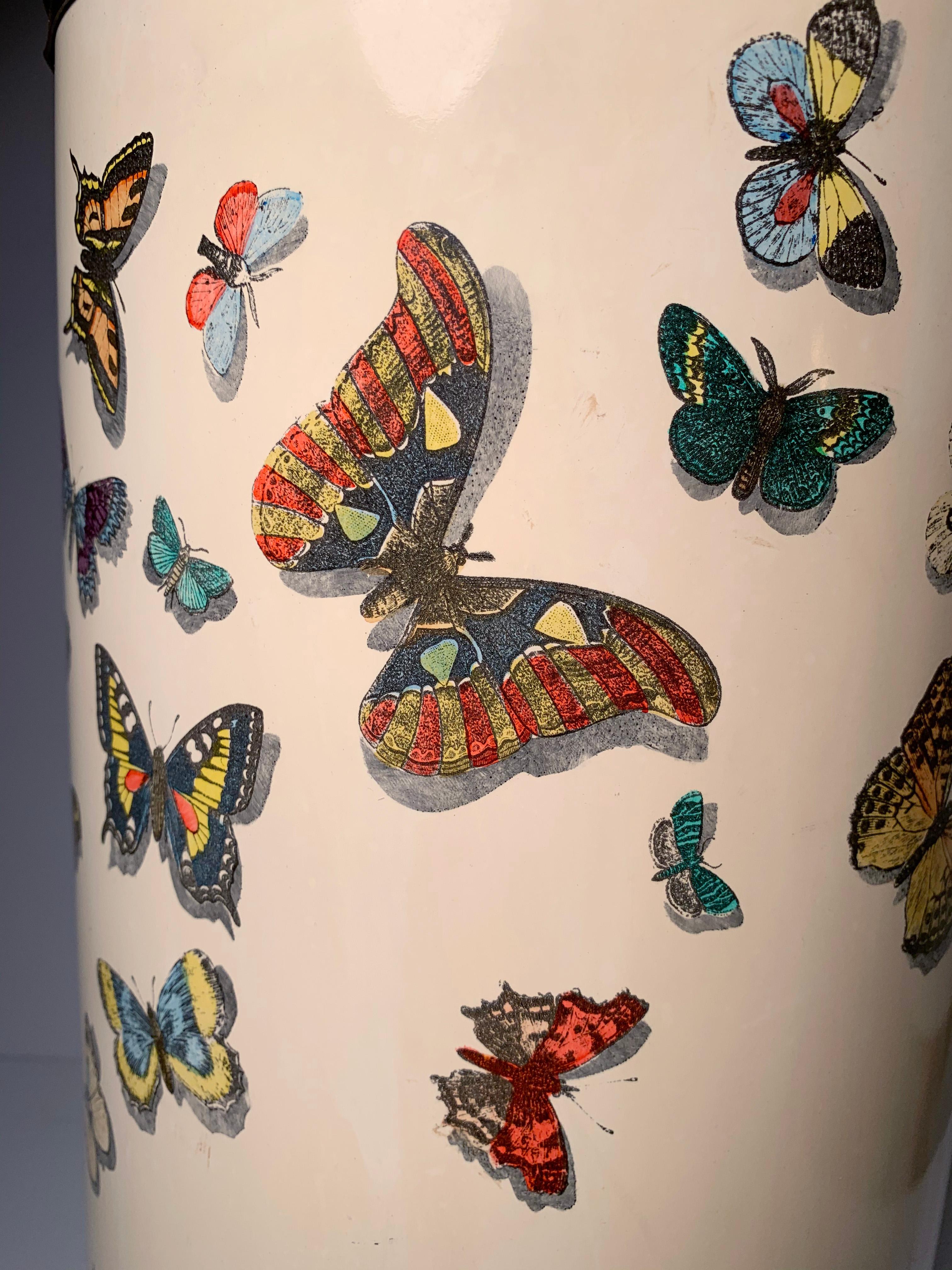 Early Piero Fornasetti Butterflies Farfalle Umbrella Stand For Sale 3