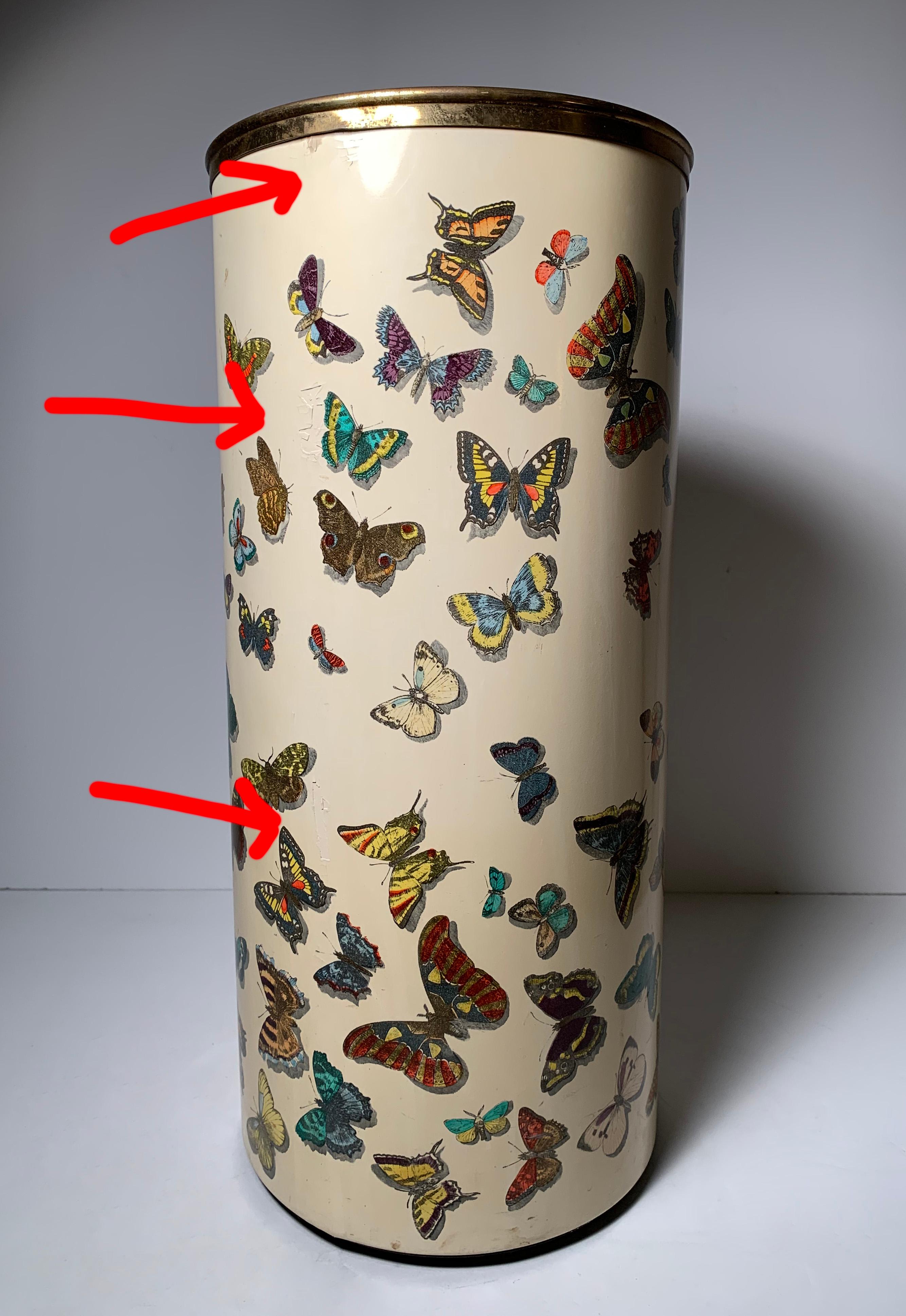 Early Piero Fornasetti Butterflies Farfalle Umbrella Stand For Sale 6