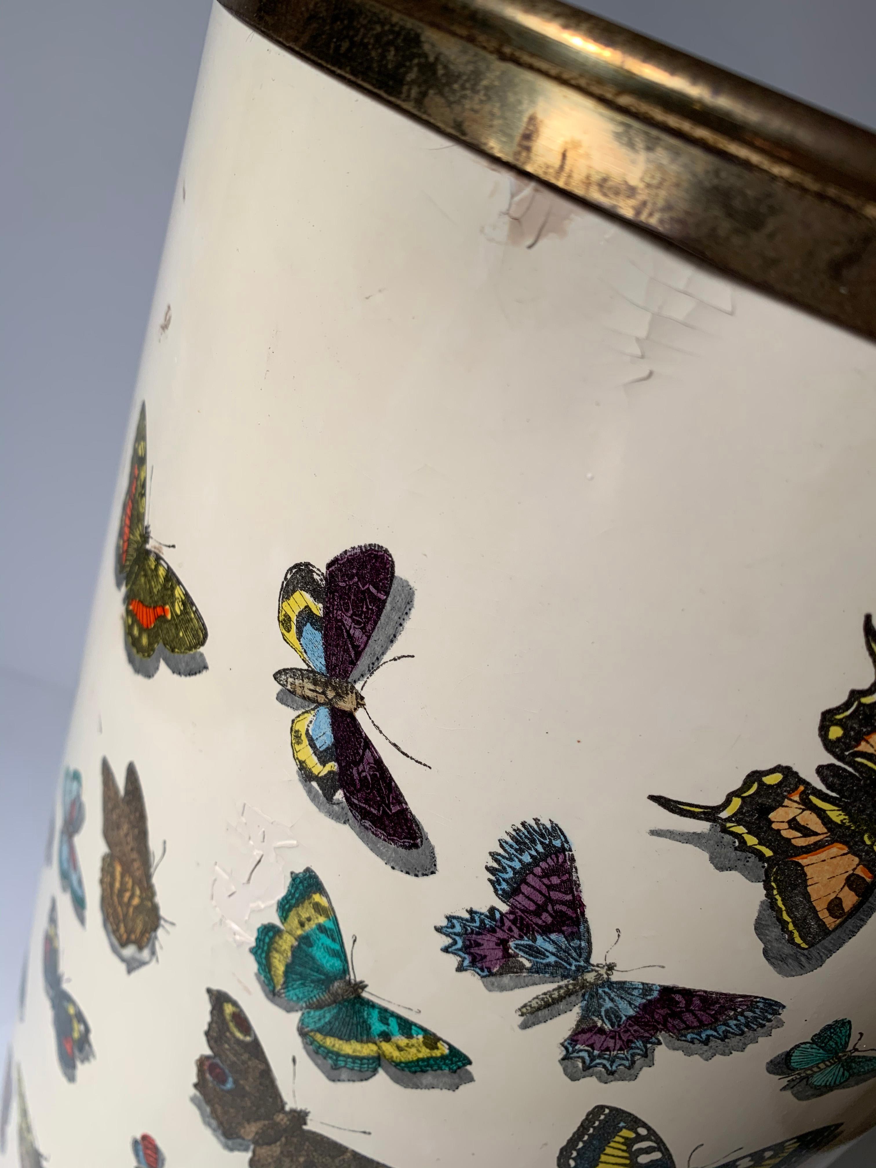 Early Piero Fornasetti Butterflies Farfalle Umbrella Stand For Sale 9