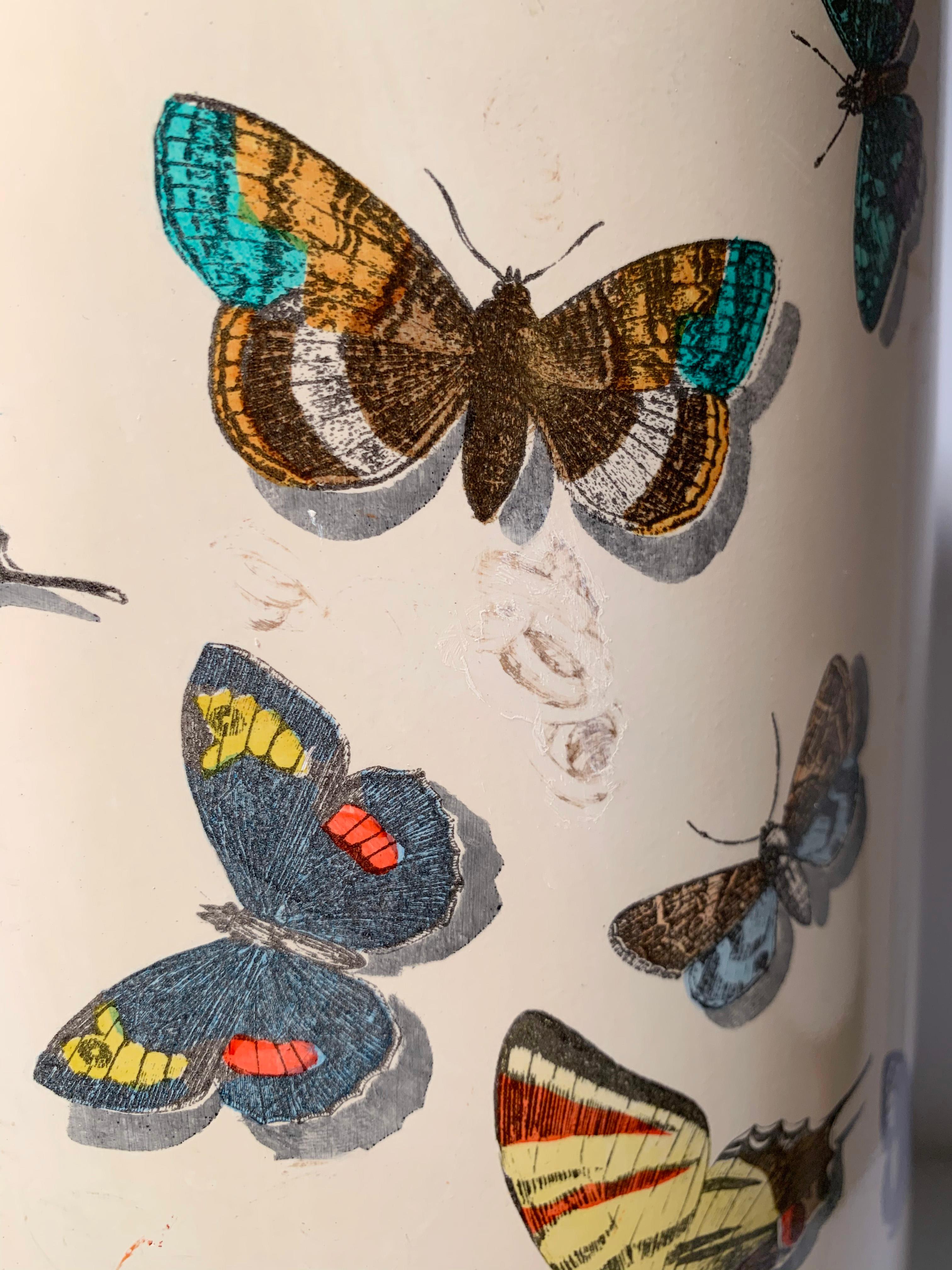 Early Piero Fornasetti Butterflies Farfalle Umbrella Stand For Sale 9