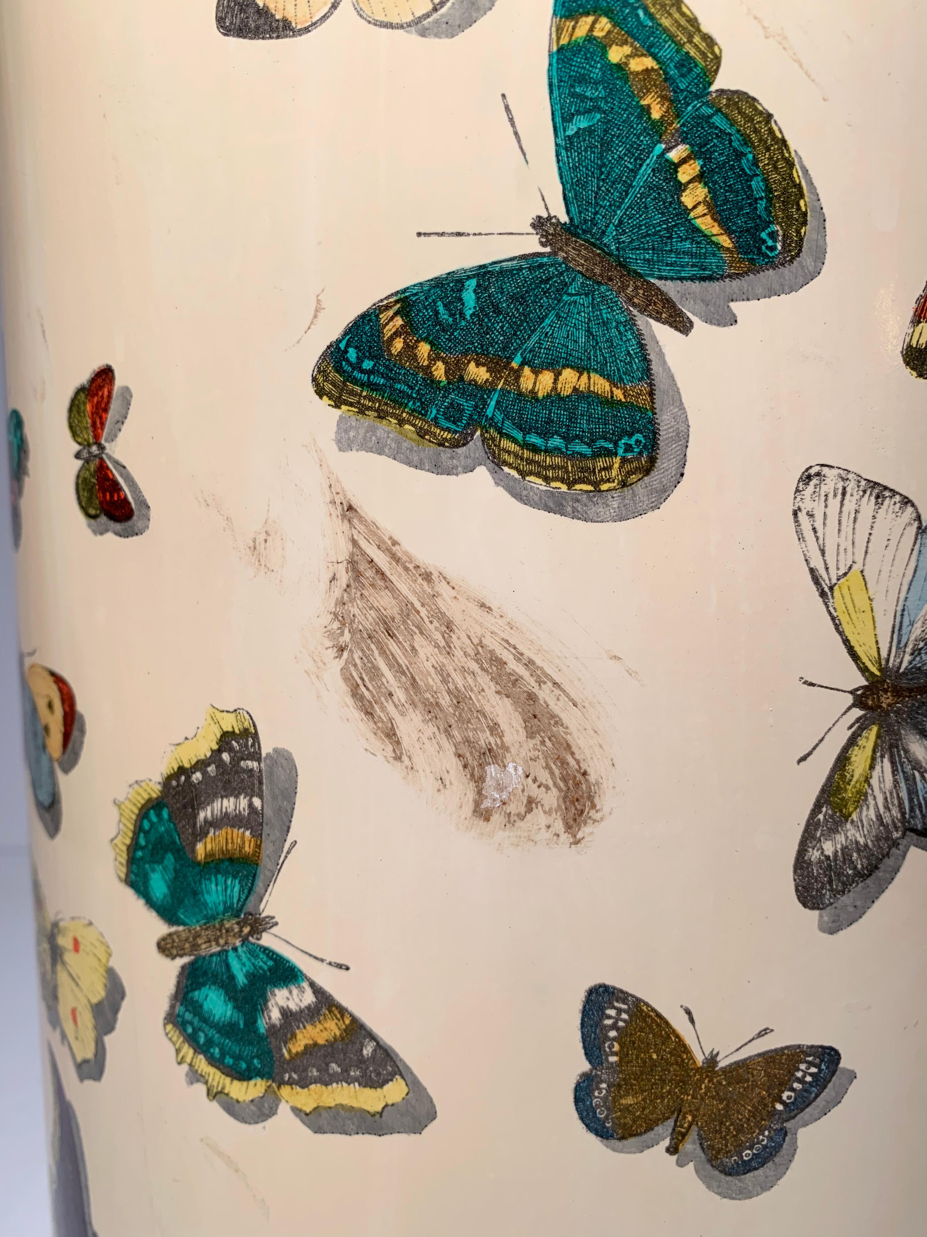 Early Piero Fornasetti Butterflies Farfalle Umbrella Stand For Sale 12
