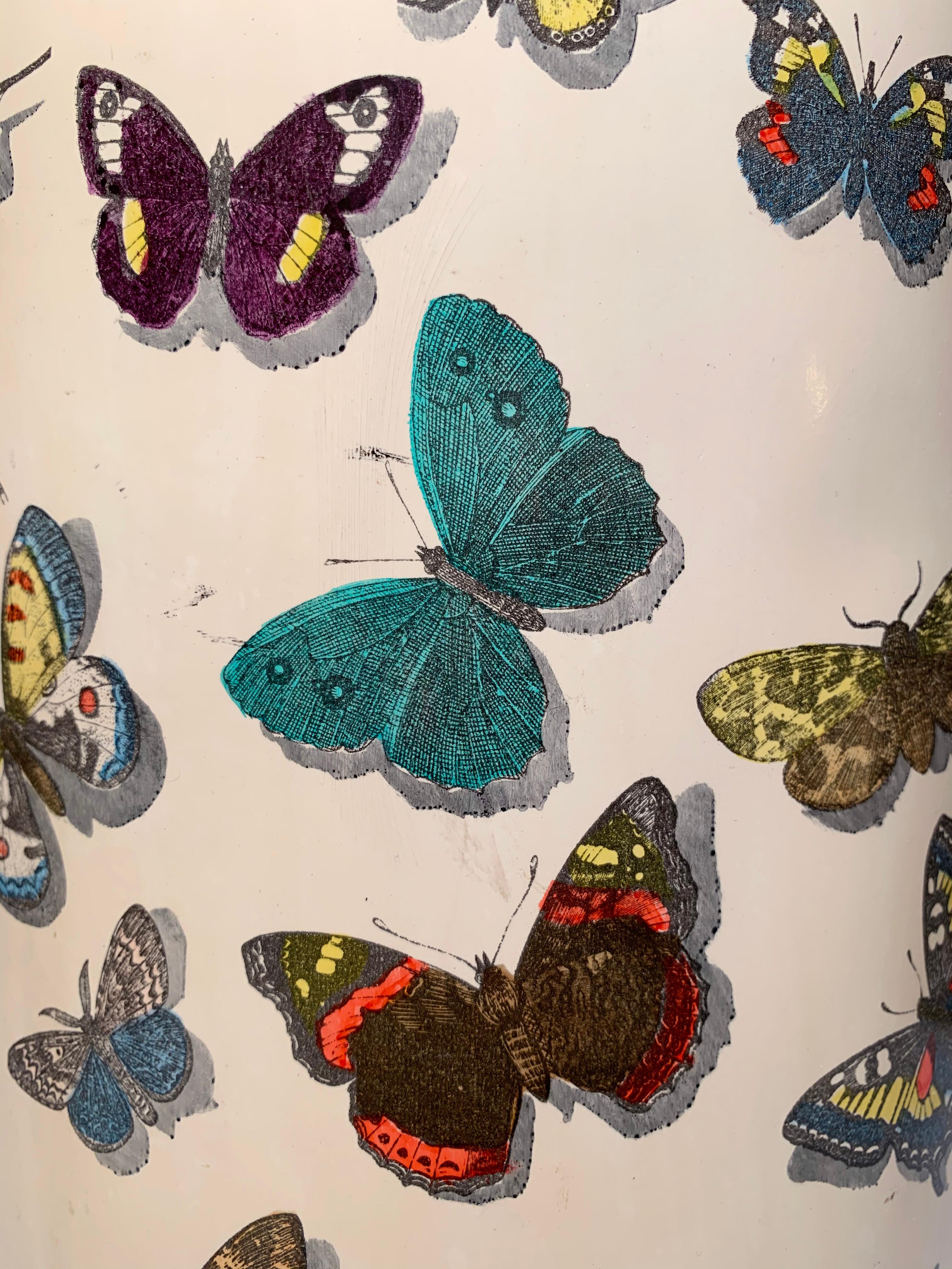 Early Piero Fornasetti Butterflies Farfalle Umbrella Stand For Sale 1