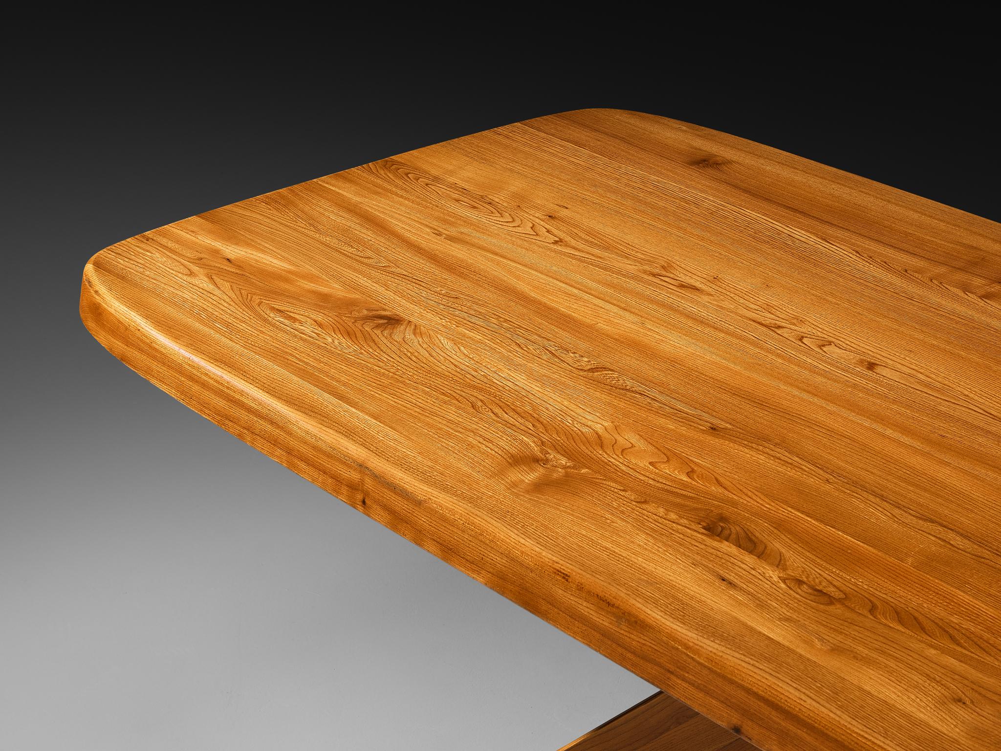 Early Pierre Chapo Aban 'T35D' Dining Table in Solid Elm For Sale 5