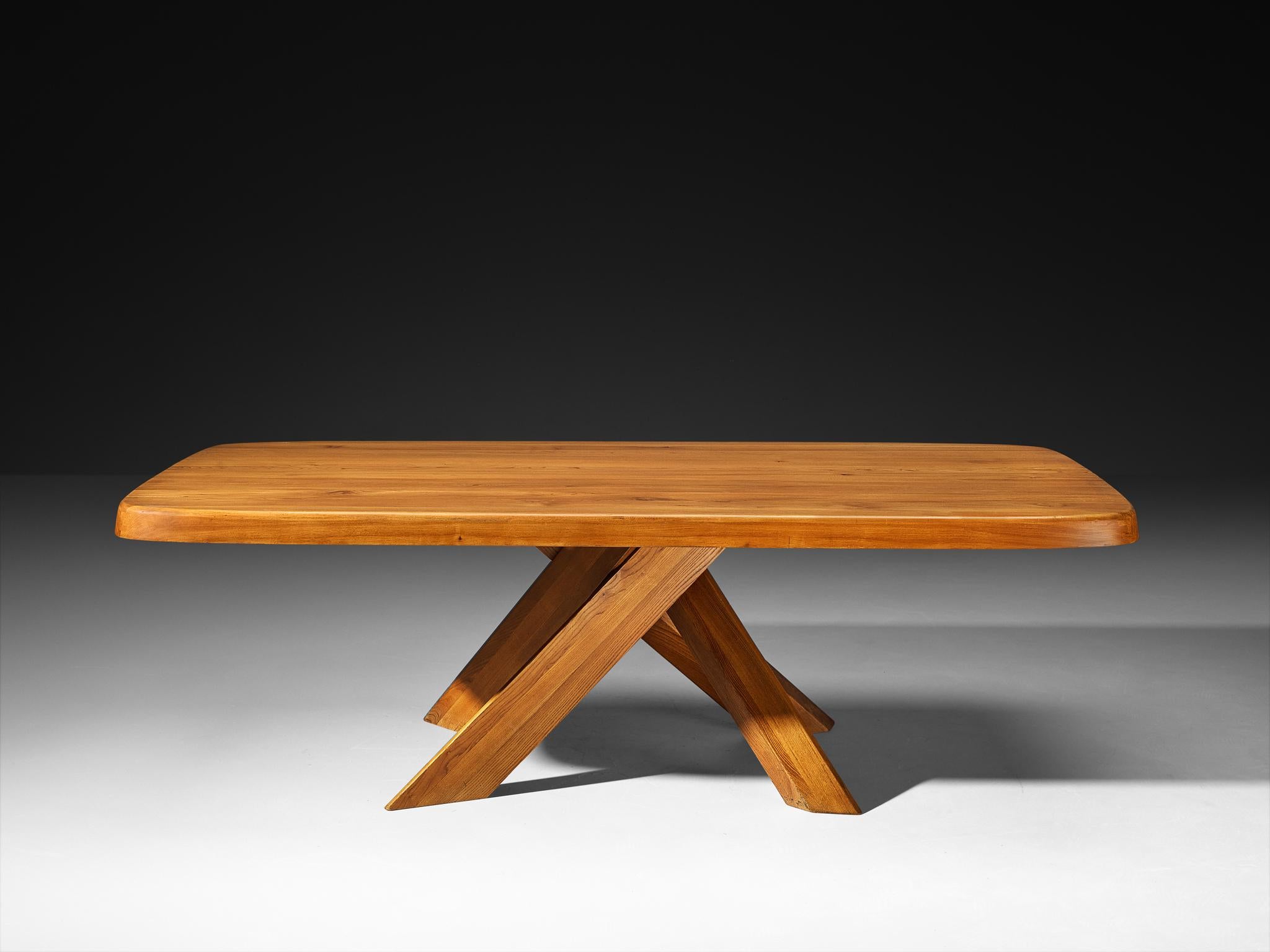 Pierre Chapo, dining table, model Aban 'T35D', solid elm, France, circa 1972 

This table is one of the early editions designed by Pierre Chapo, known for his hallmark use of solid elmwood and a commitment to pure and clean design and construction