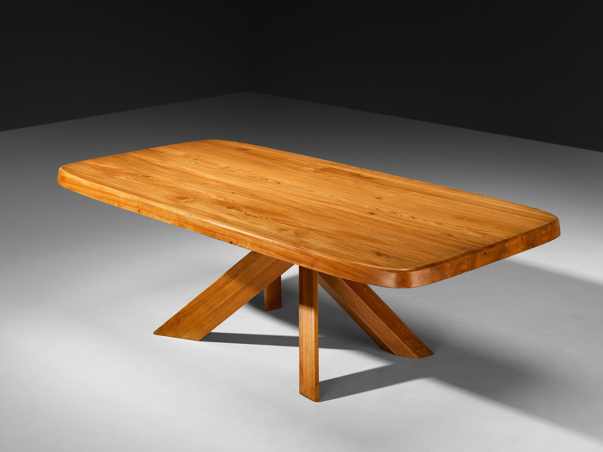 Mid-Century Modern Early Pierre Chapo Aban 'T35D' Dining Table in Solid Elm For Sale