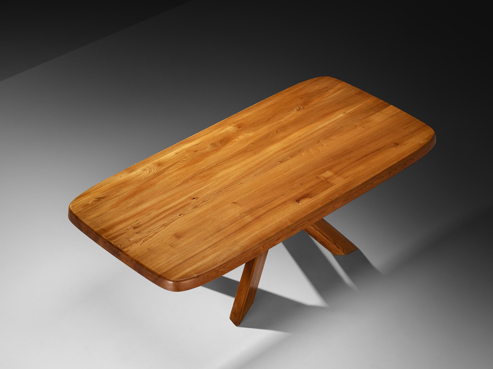Early Pierre Chapo Aban 'T35D' Dining Table in Solid Elm In Good Condition For Sale In Waalwijk, NL