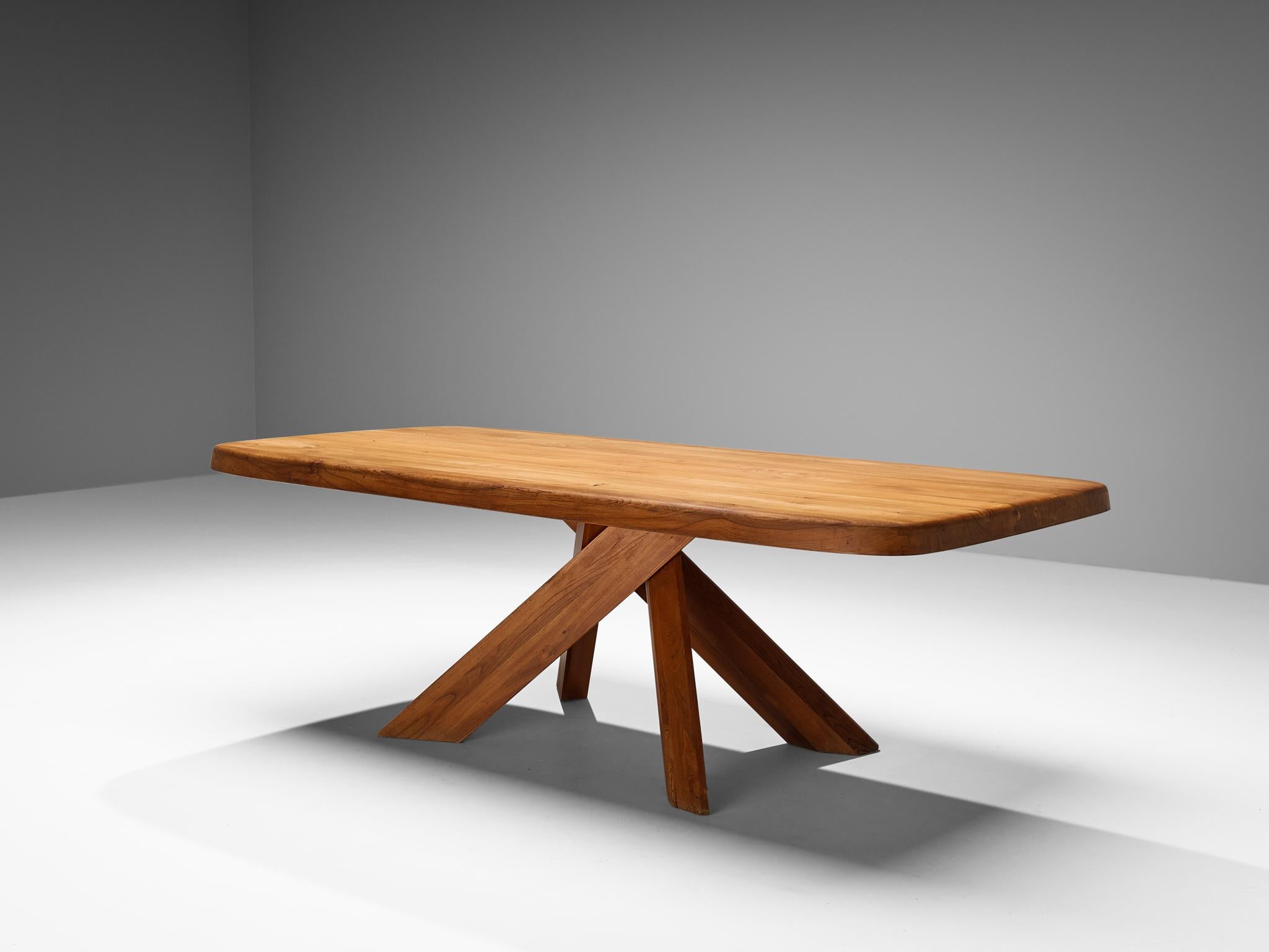 Late 20th Century Early Pierre Chapo Aban 'T35D' Dining Table in Solid Elm  For Sale