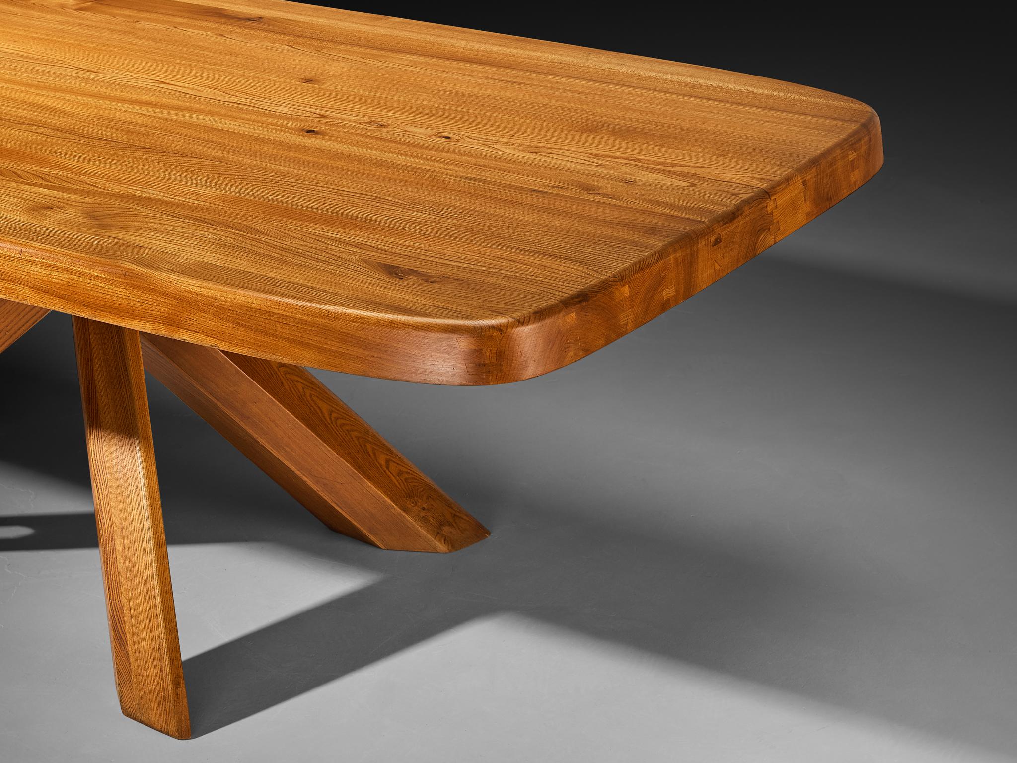 Late 20th Century Early Pierre Chapo Aban 'T35D' Dining Table in Solid Elm For Sale